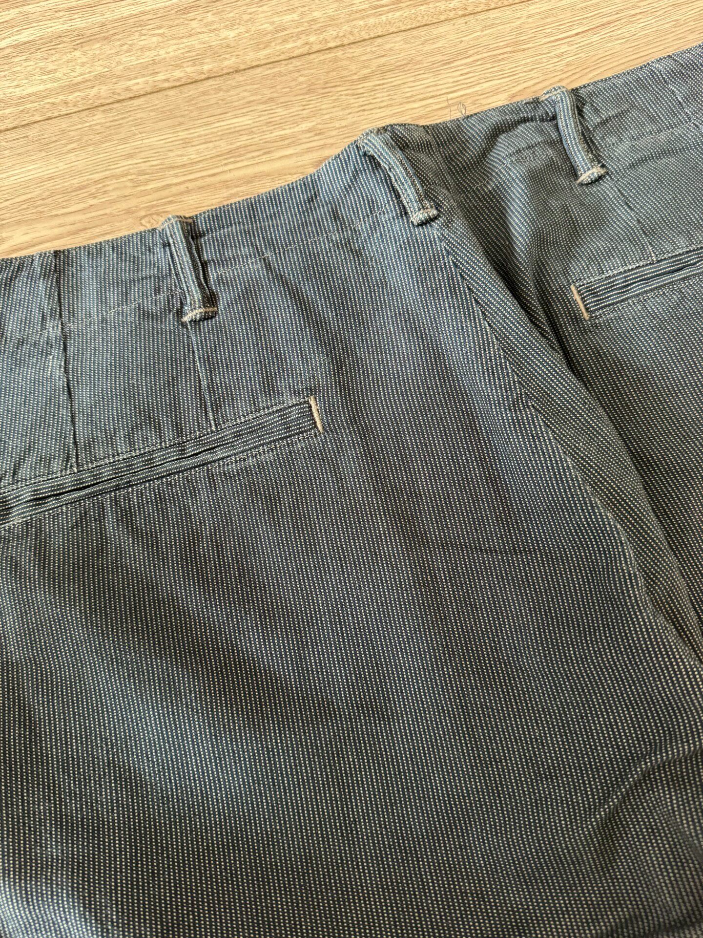 RRL Blue Wabash Slim Straight Trousers — detail