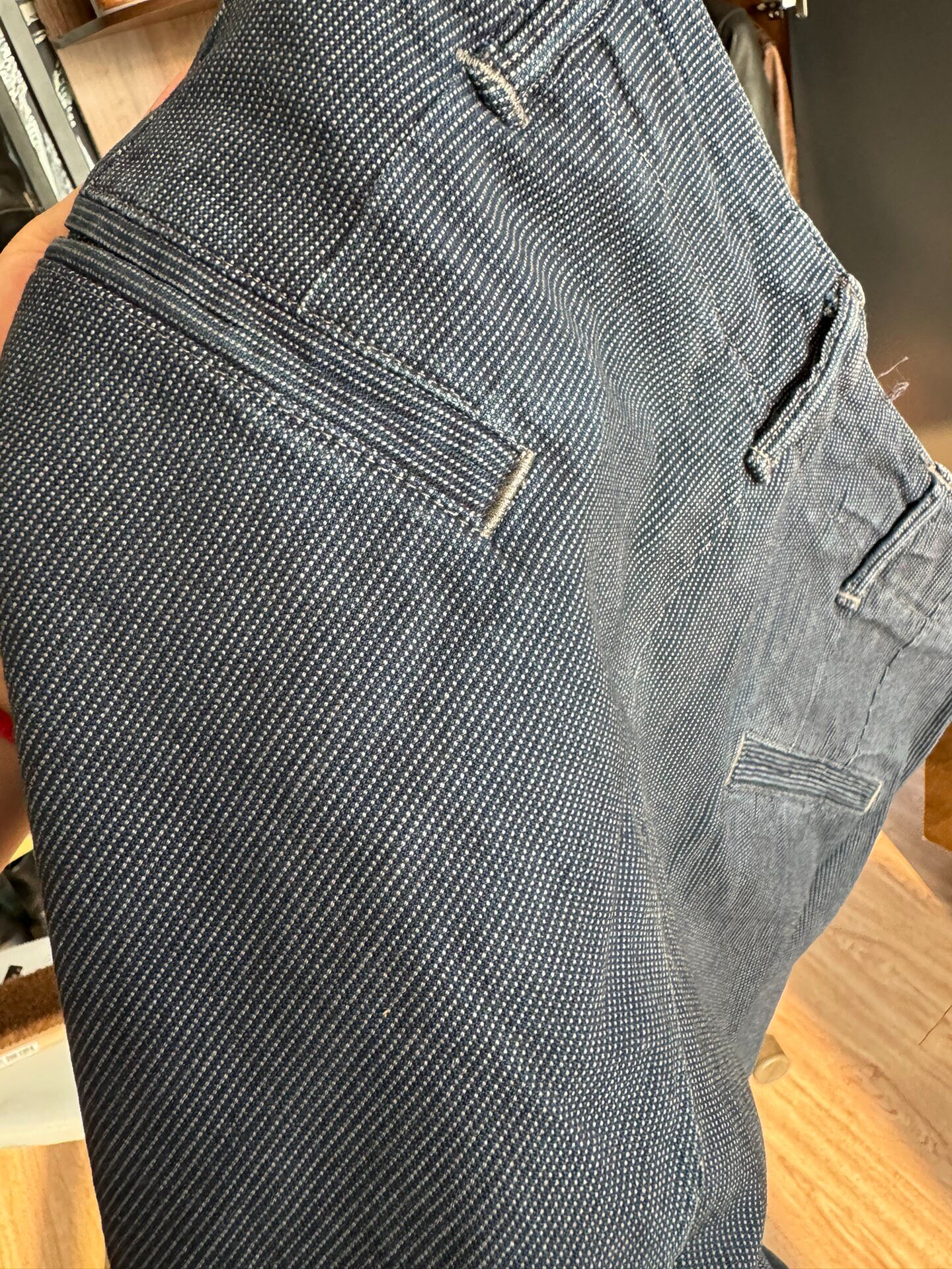 RRL Blue Wabash Slim Straight Trousers — front