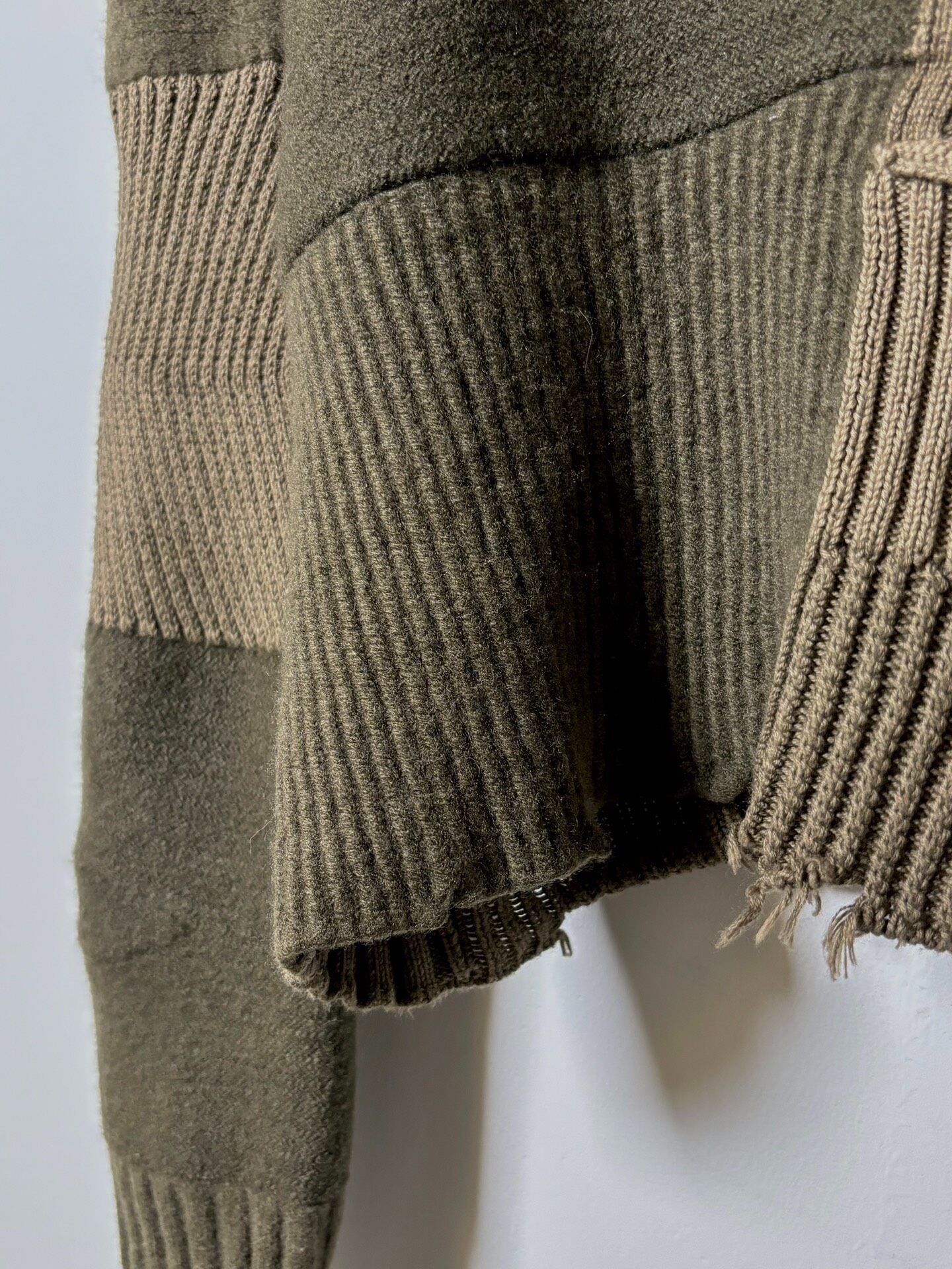 Helmut Lang Cropped Patchwork Knit Sweater — back