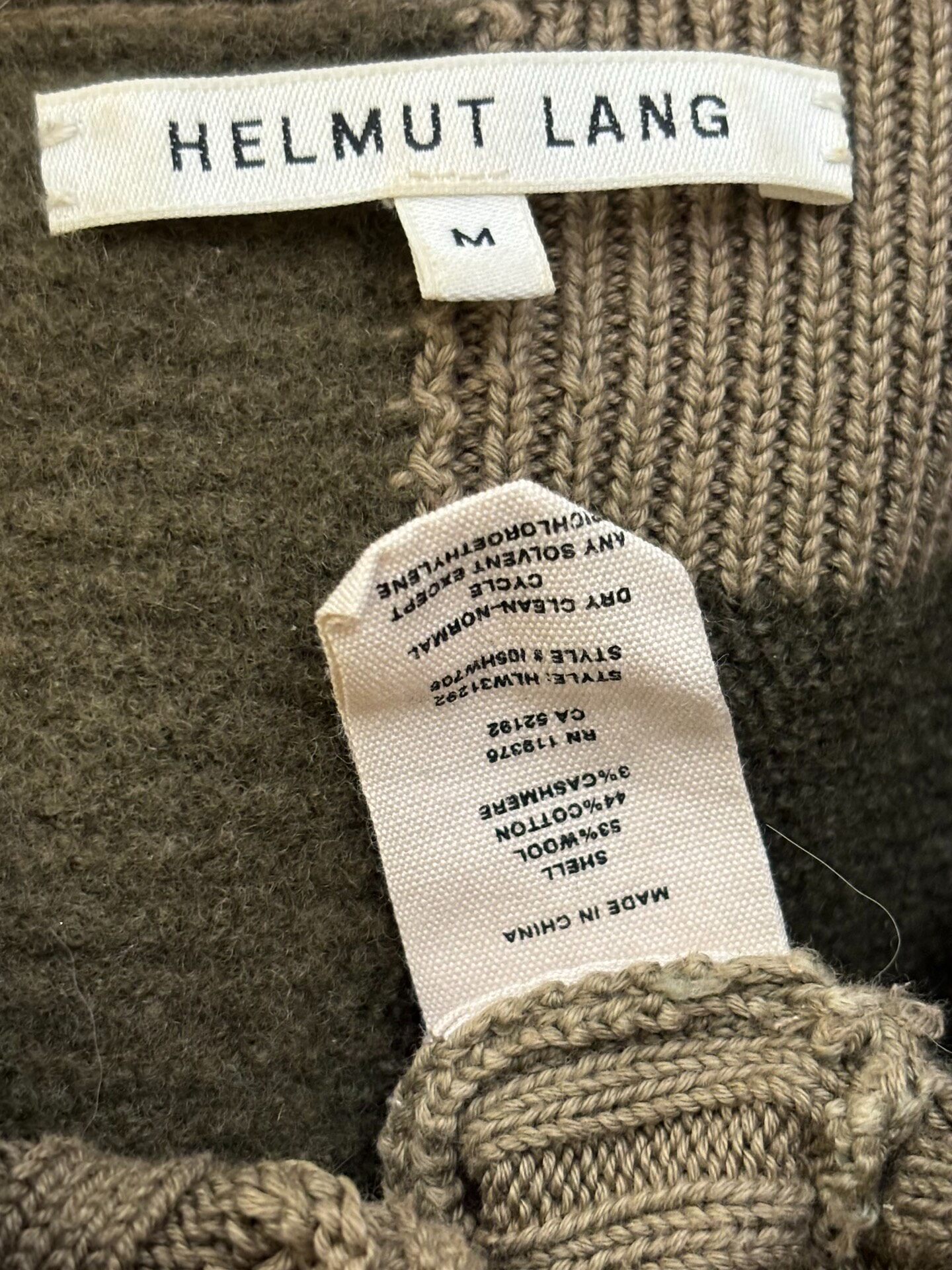 Helmut Lang Cropped Patchwork Knit Sweater — label