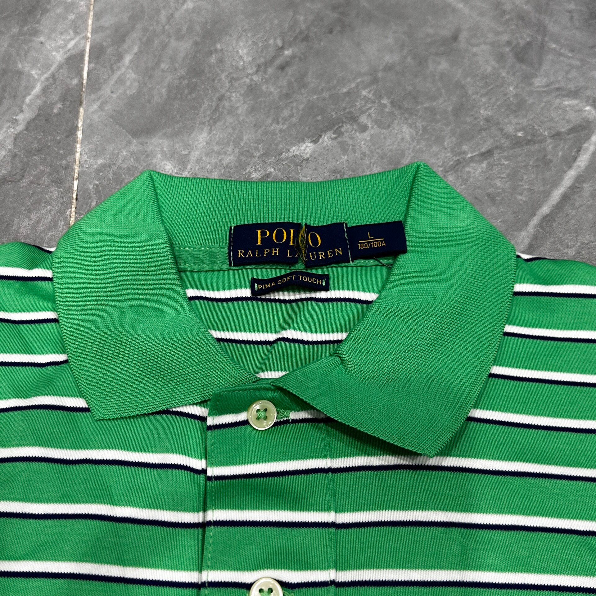 New Ralph Lauren Striped Short-Sleeve Polo — detail