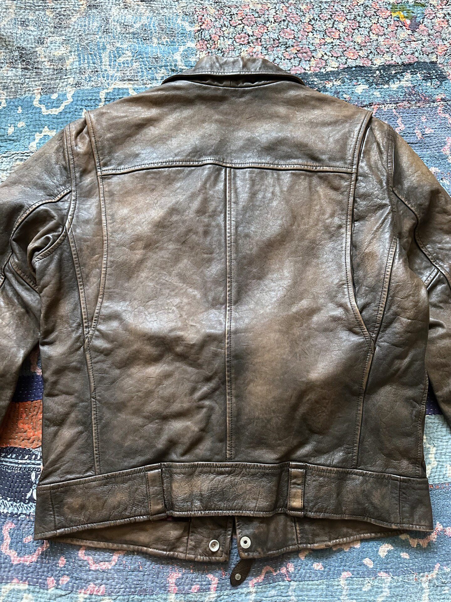 Polo Ralph Lauren RRL Distressed Leather Biker Jacket — front