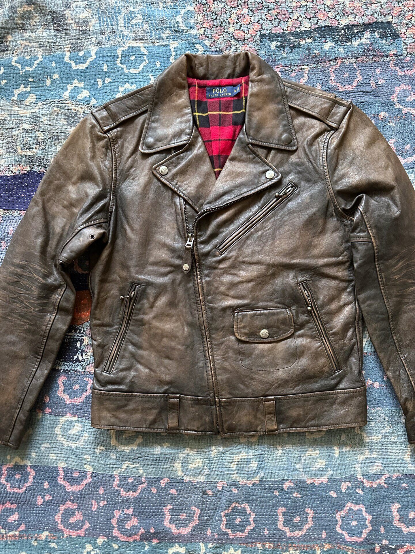 Polo Ralph Lauren RRL Distressed Leather Biker Jacket