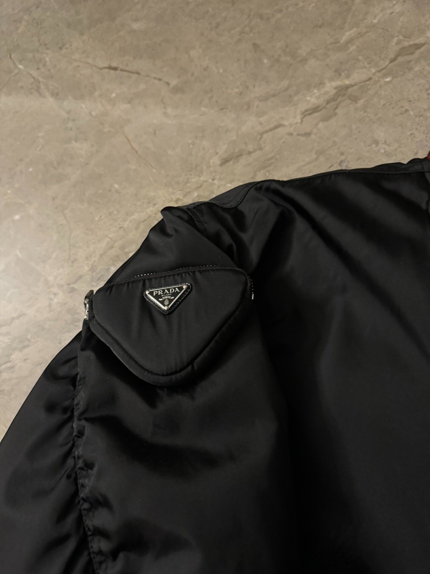 Prada By Raf Simons Black Bomber — detail