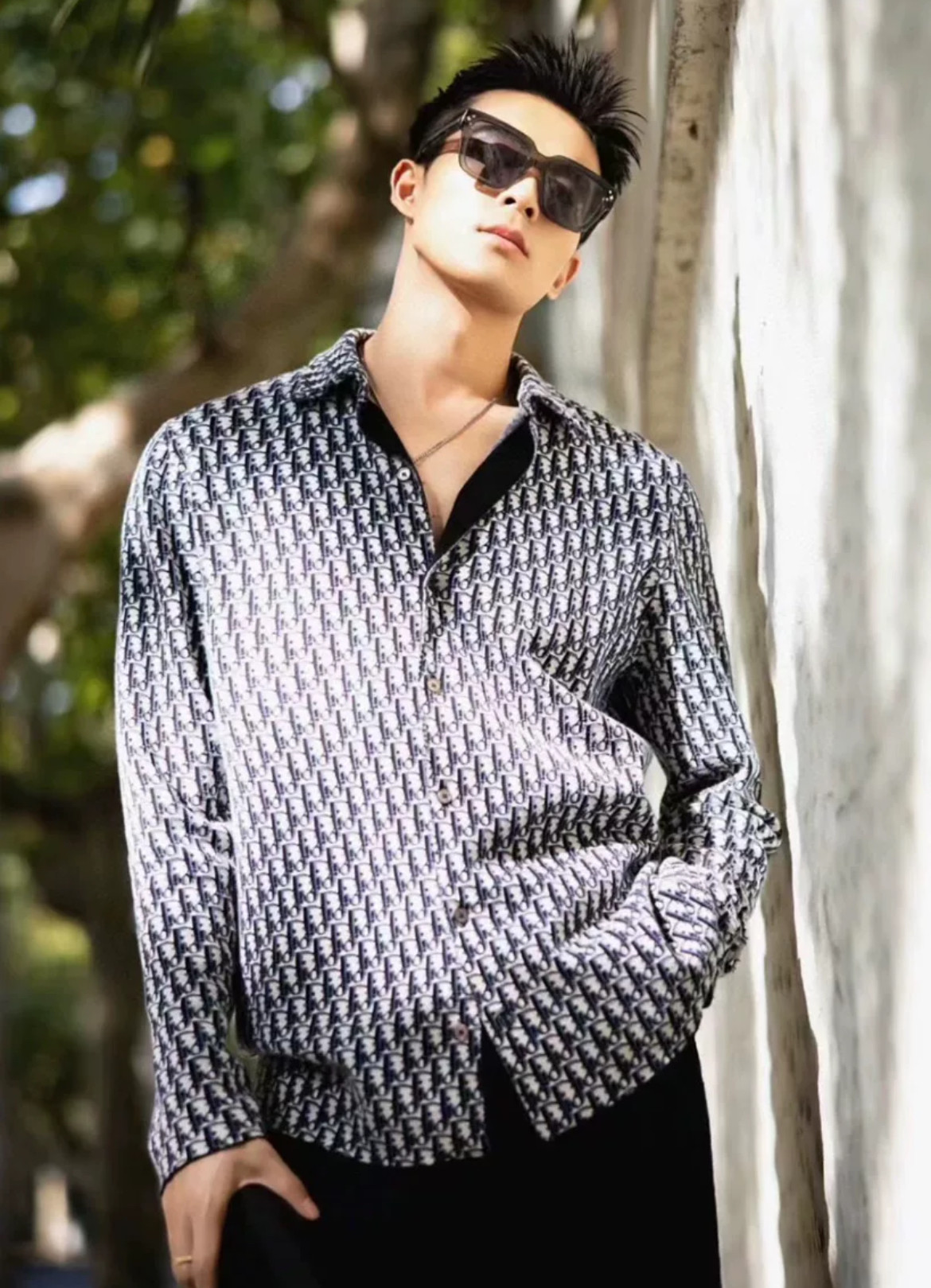 Dior Monogram Knit Button-Up Jacket — front
