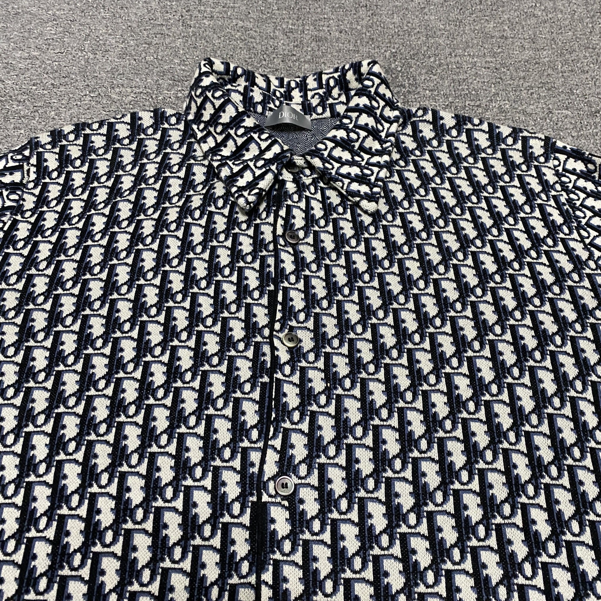 Dior Monogram Knit Button-Up Jacket — label