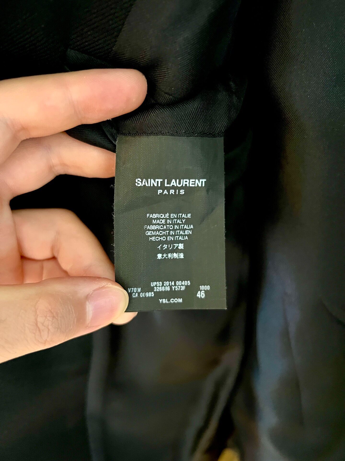 Saint Laurent 14FW Black Blazer — label