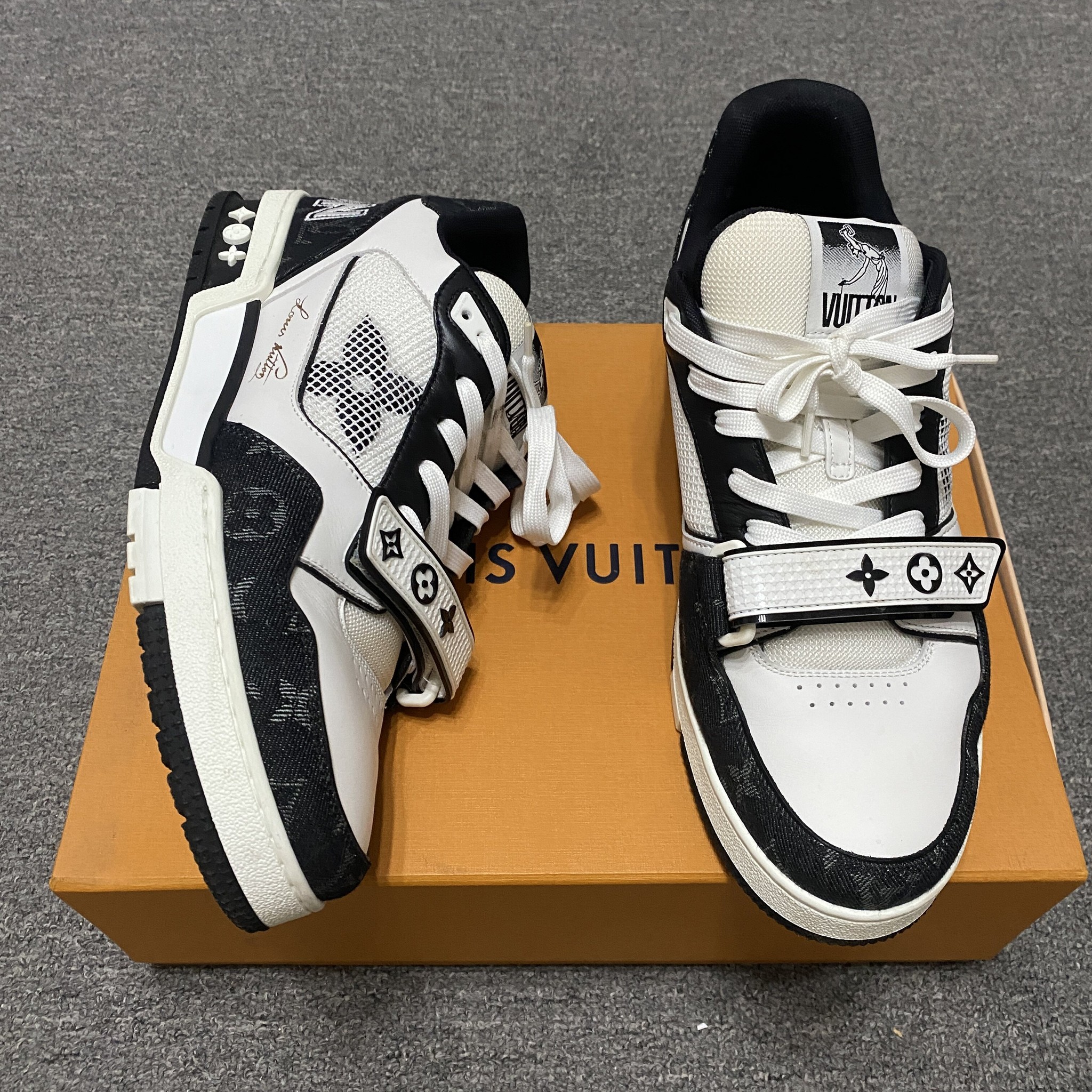 Louis Vuitton Black White Trainer Sneakers