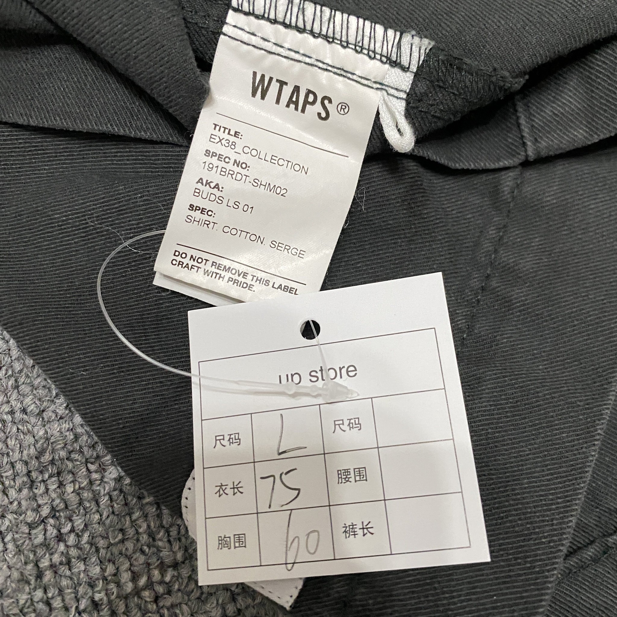 WTAPS 19SS BUDS Long-Sleeve Shirt — label