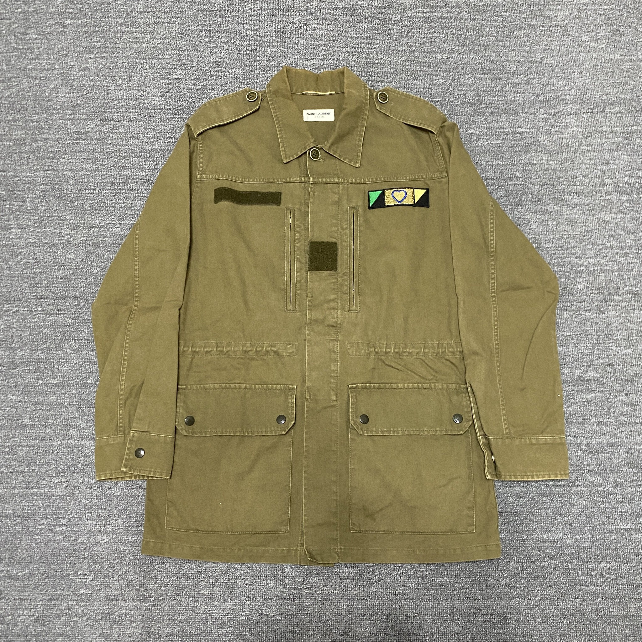 Saint Laurent Olive Green Washed Military Jacket