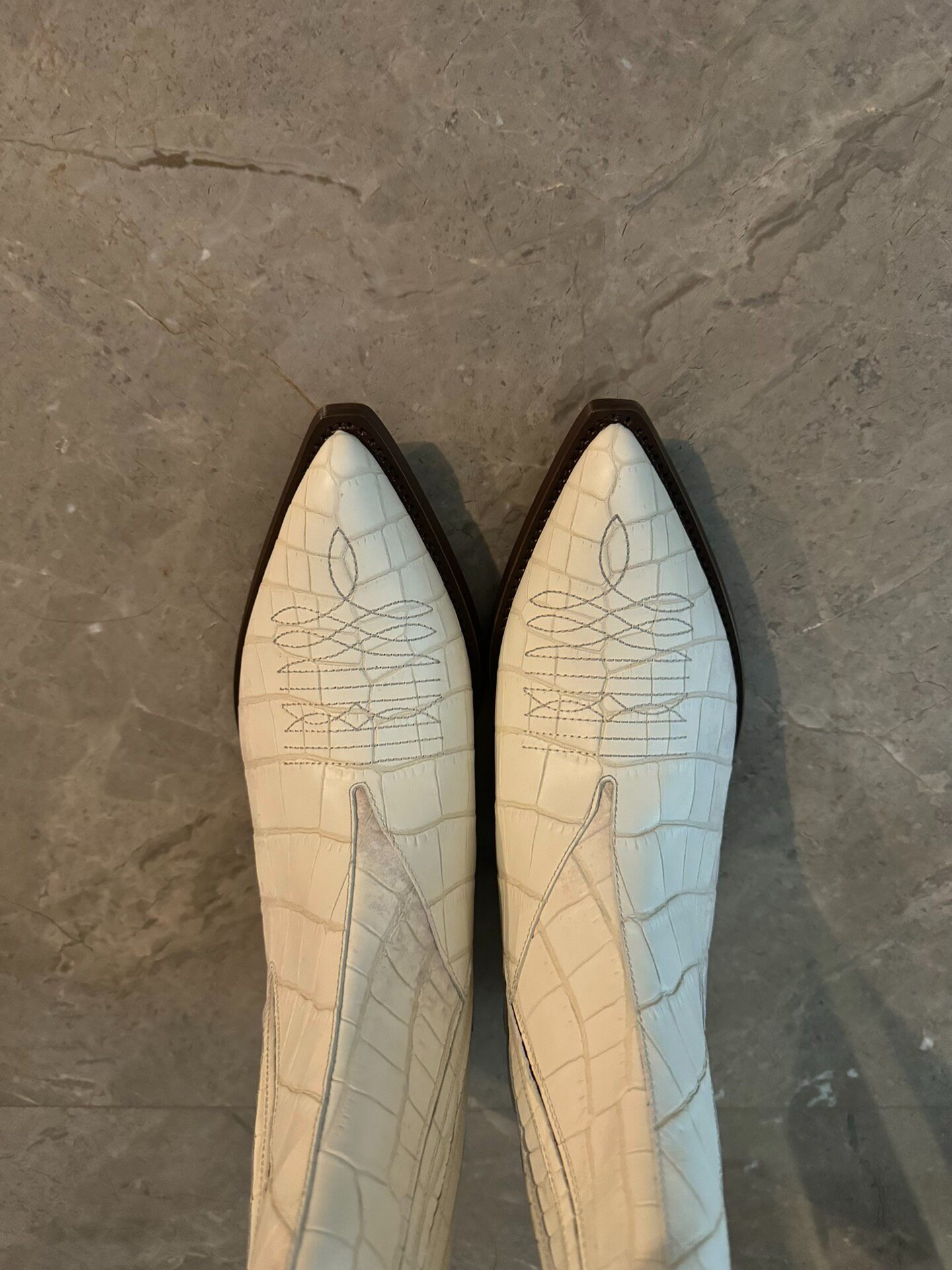 Celine Hedi Slimane White Croc Chelsea Boots — back