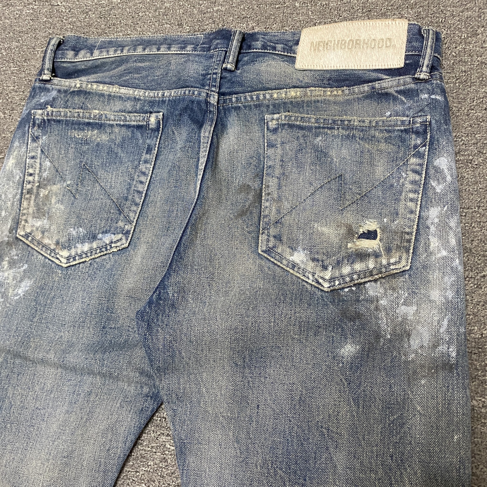 Neighborhood 21AW Distressed Denim Jeans — back