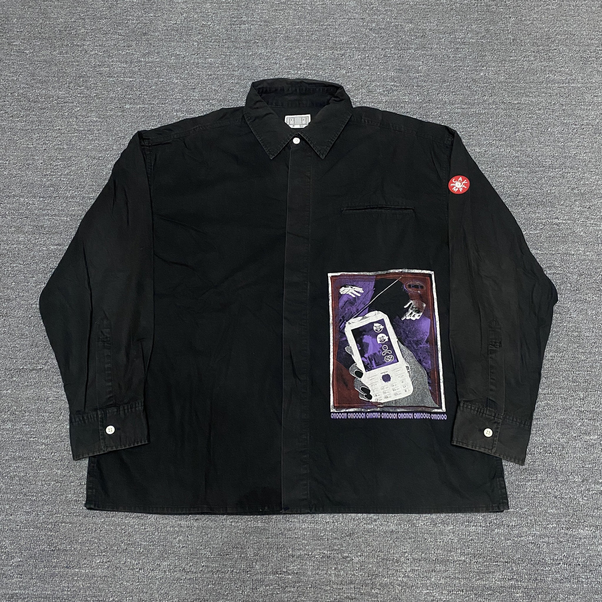 Cavempt Black Long-Sleeve Phone Graphic Shirt