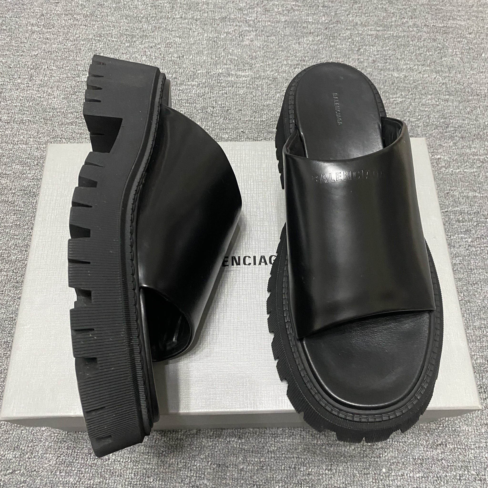 Balenciaga Tractor Leather Derby Slides