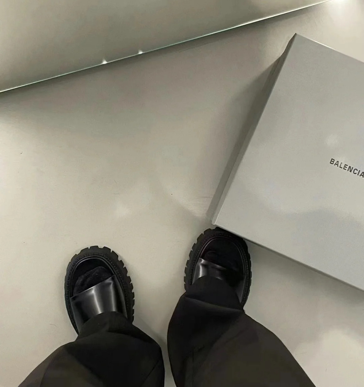 Balenciaga Tractor Leather Derby Slides — front