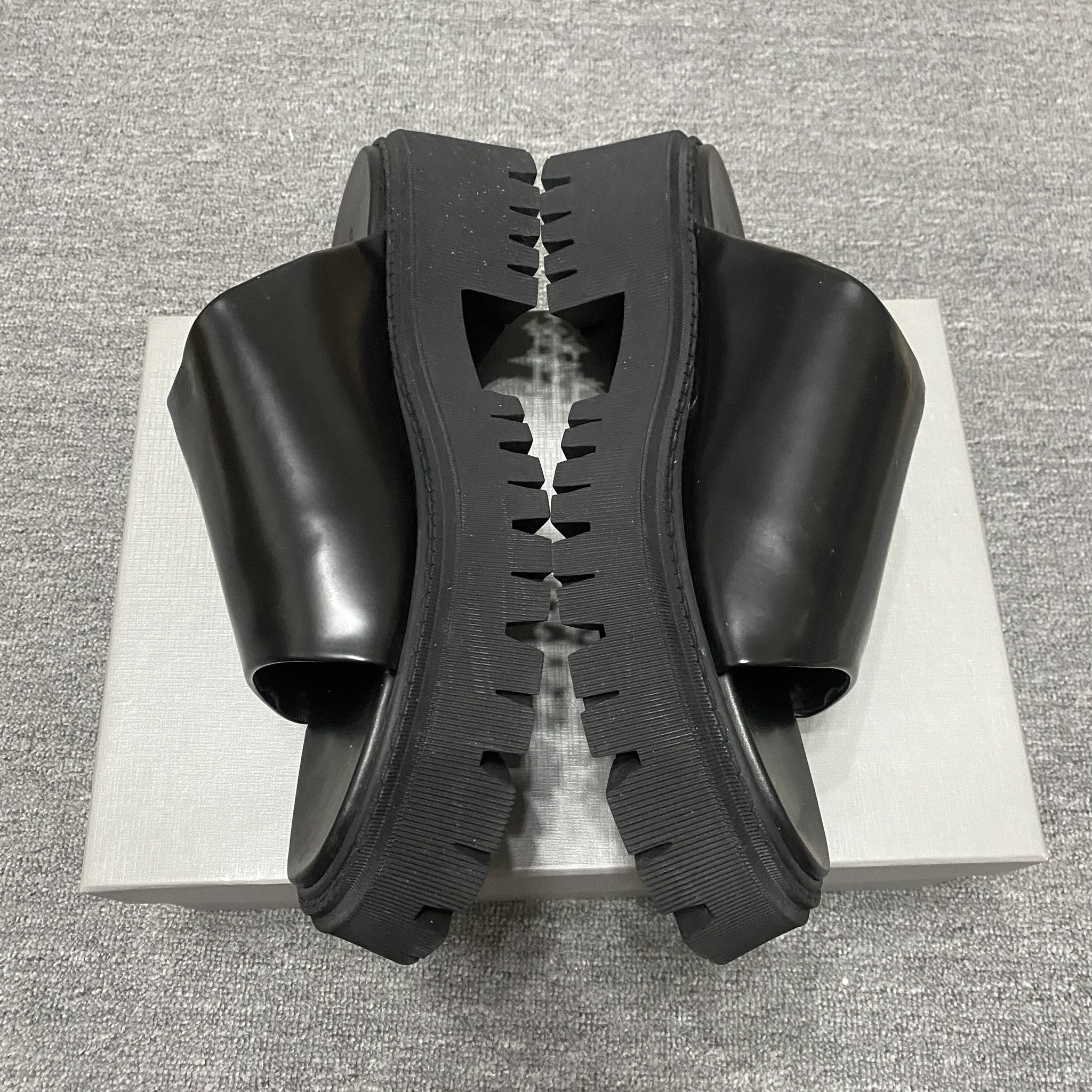 Balenciaga Tractor Leather Derby Slides — label