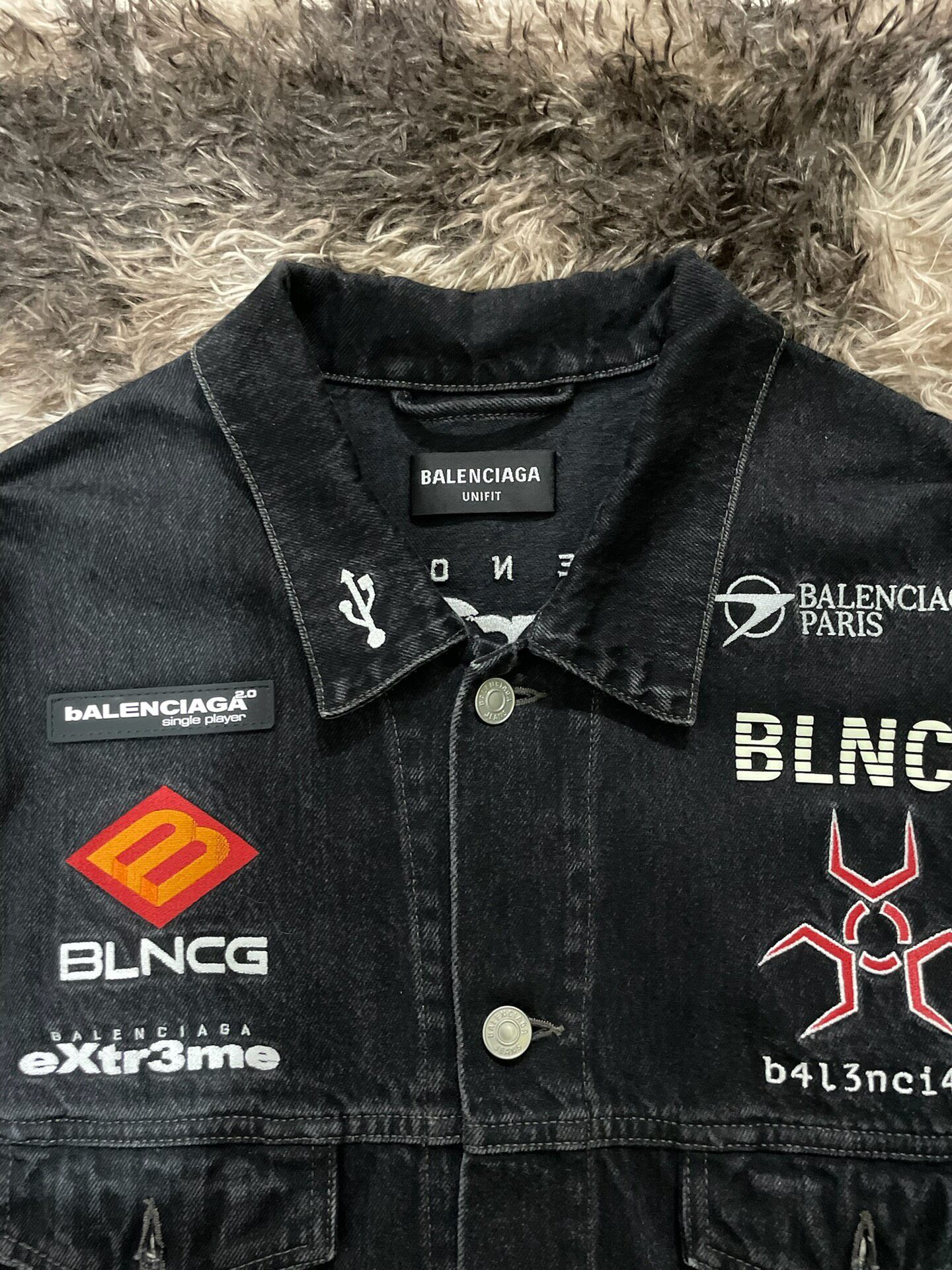 Balenciaga FW21 Gamer Denim Jacket — detail
