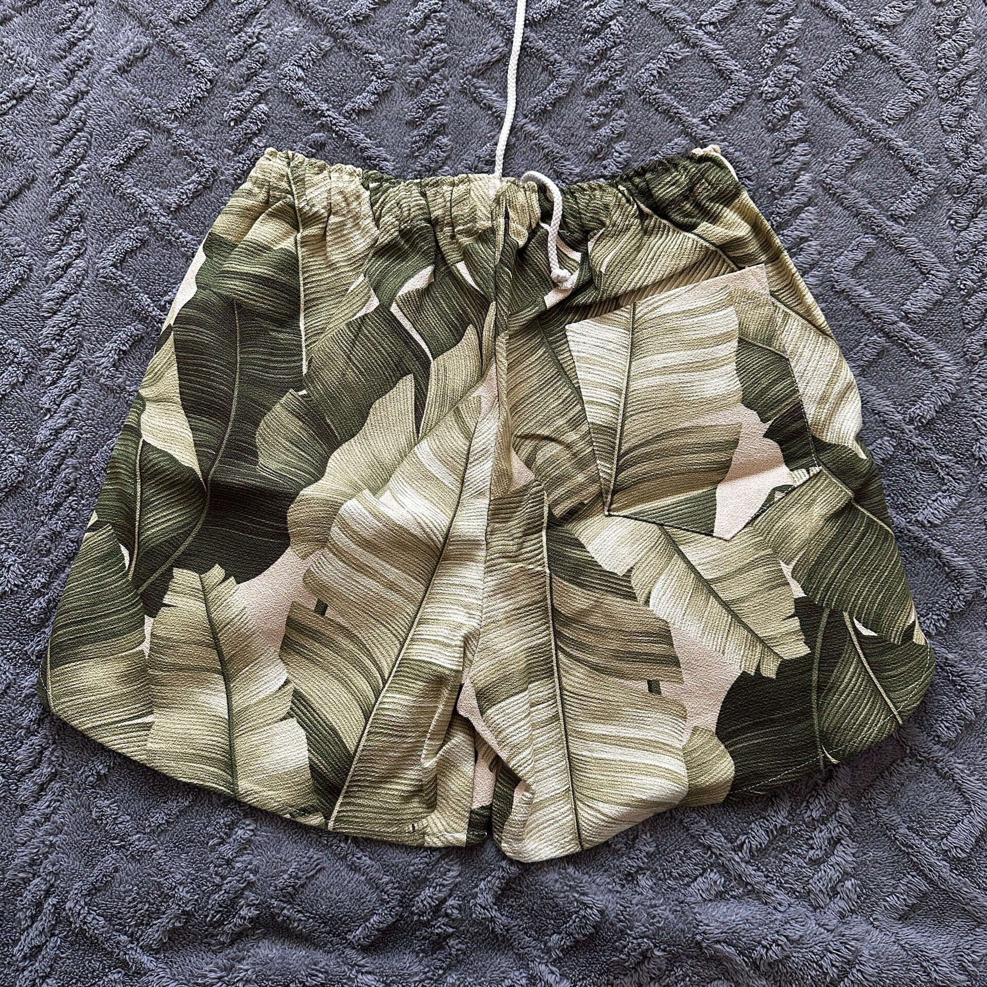 Jungle Gurl SS21 Banana Leaf Shorts — front