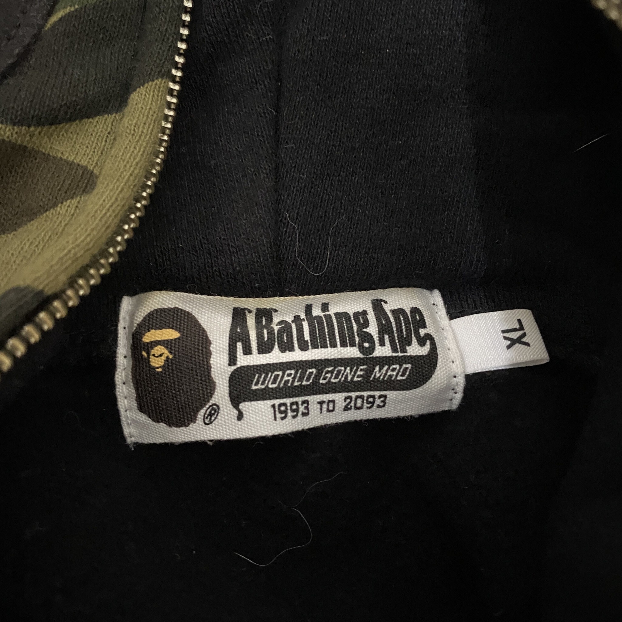 BAPE Shark Zip-Up Hoodie — label