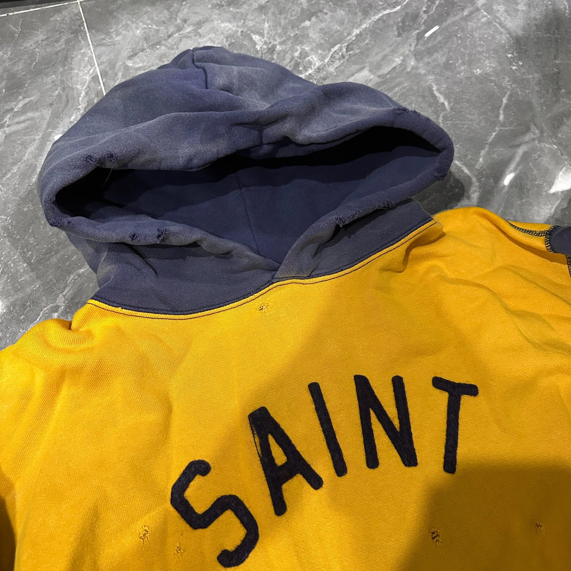 Saint Michael Lakers Distressed Hoodie — detail