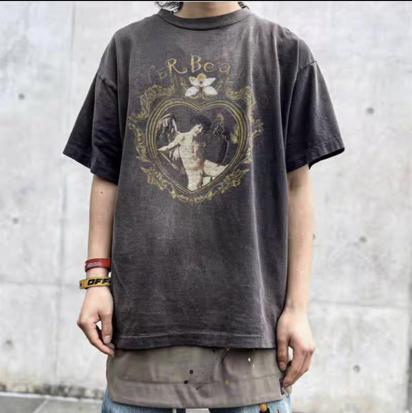 Saint Michael Heart Angel Vintage Tee — front