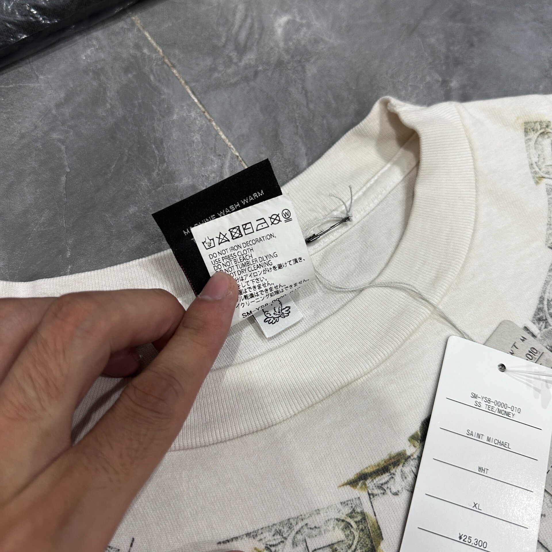 Saint Michael Off-White Short Sleeve Tee — label