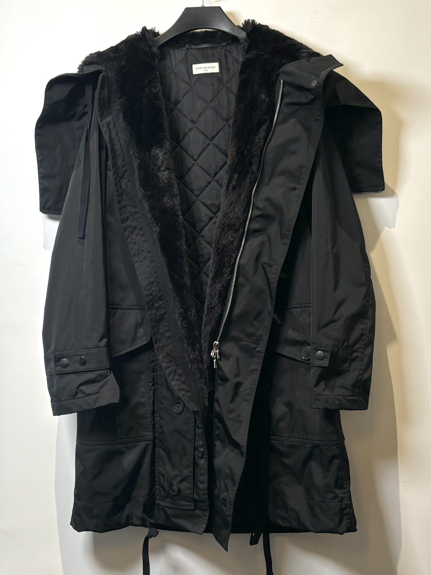 Dries Van Noten 2018 Black Parka — label