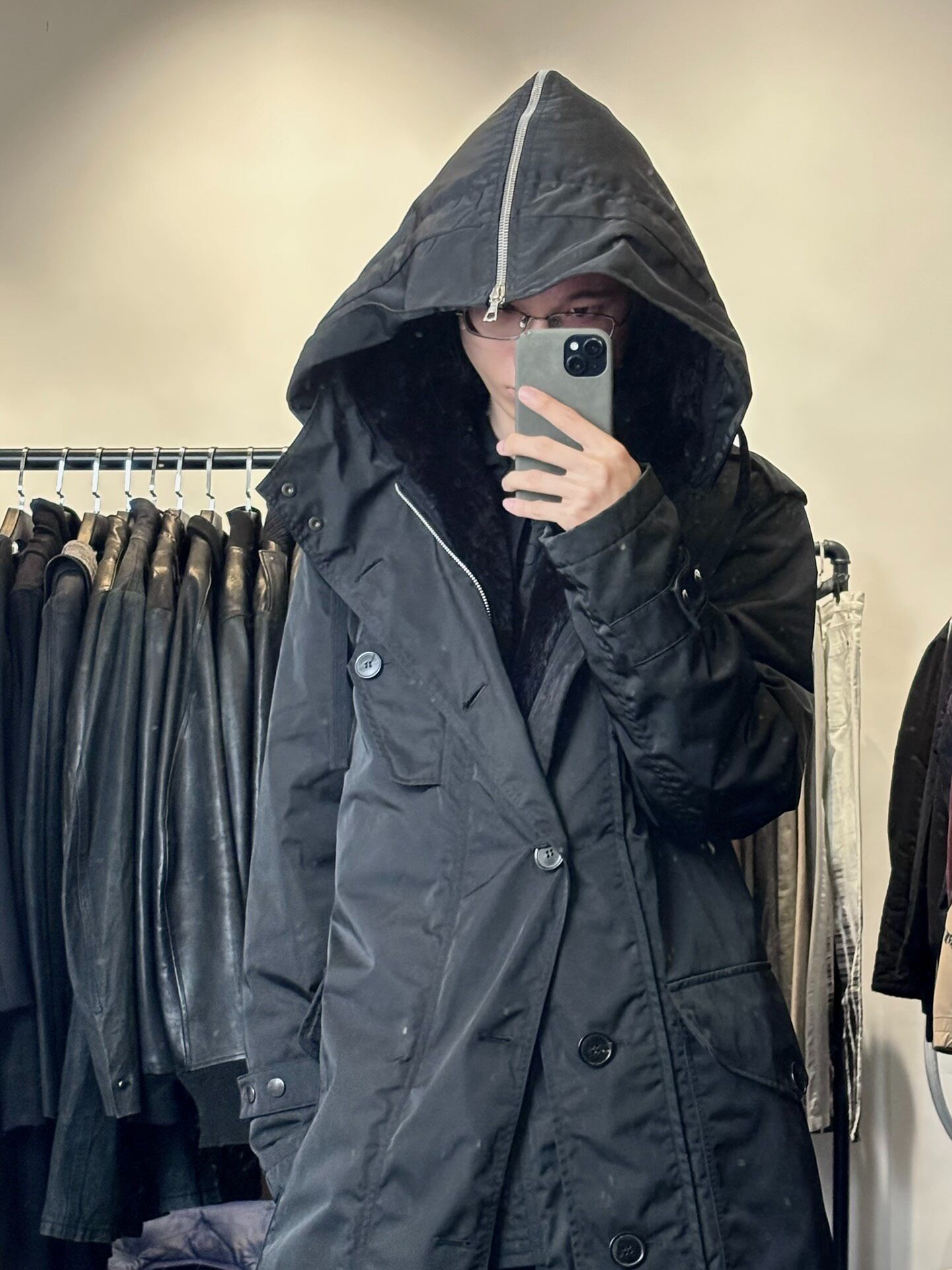 Dries Van Noten 2018 Black Parka — front