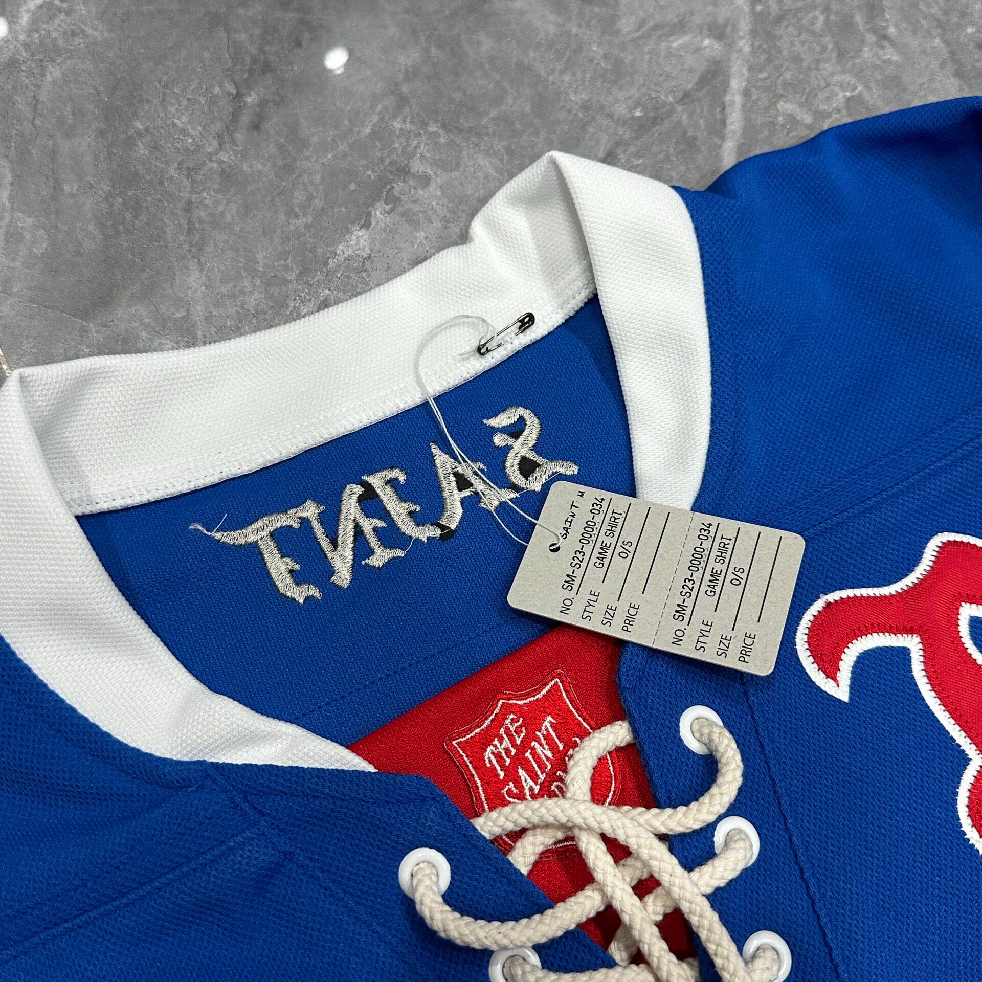 Saint Michael Limited Blue Red Hockey Jersey — detail