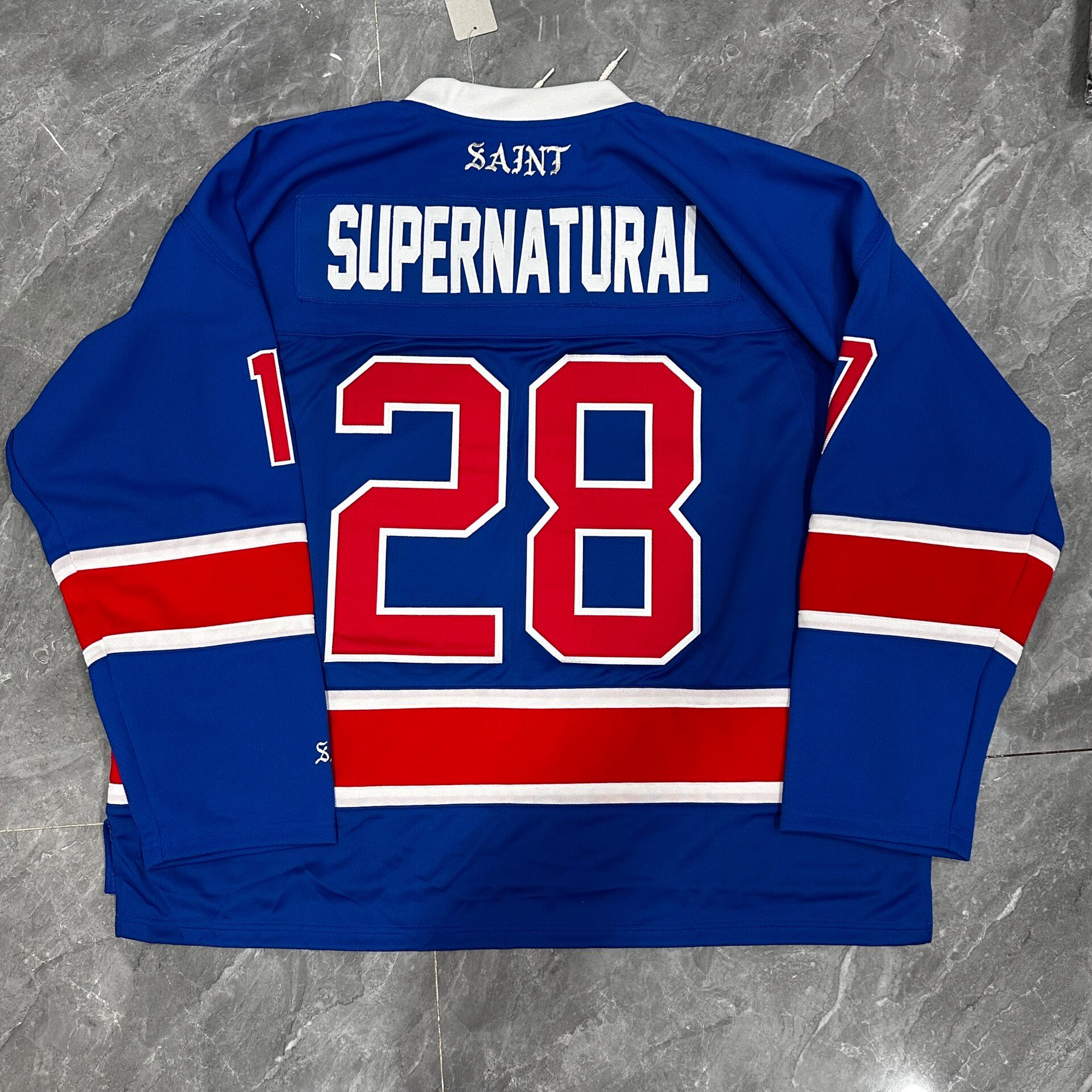 Saint Michael Limited Blue Red Hockey Jersey — front