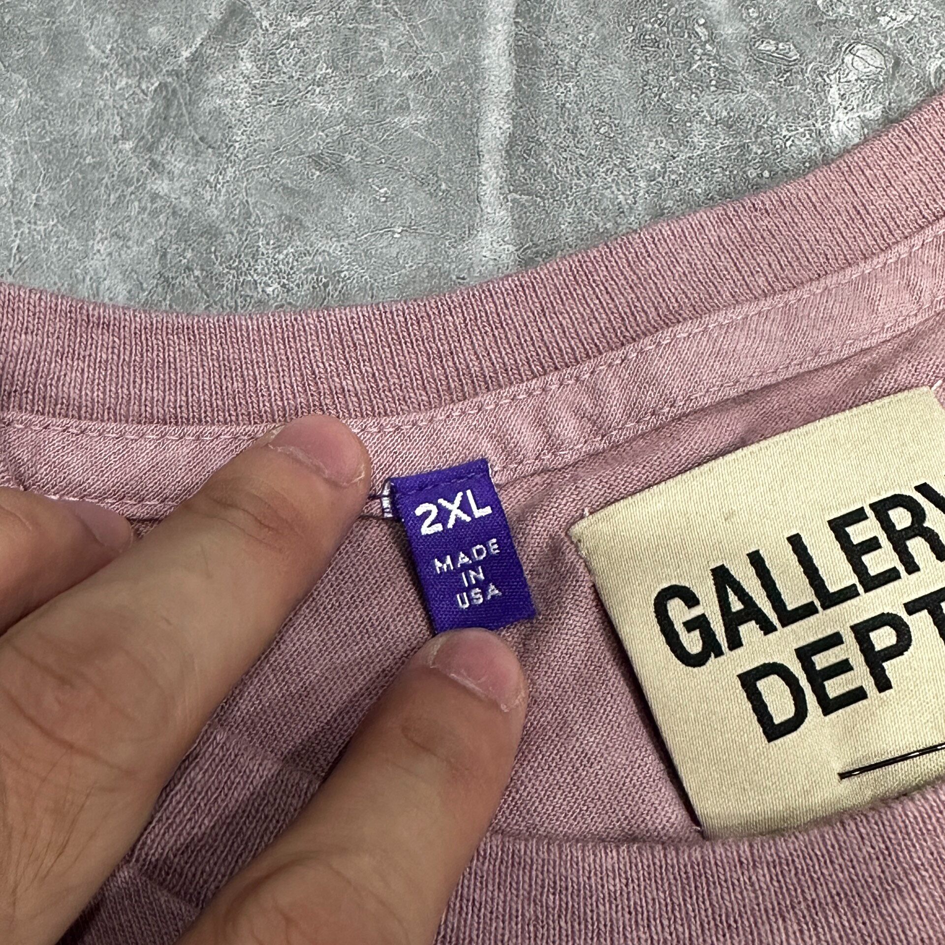 Gallery Dept Pink Splash Slogan Tee — detail
