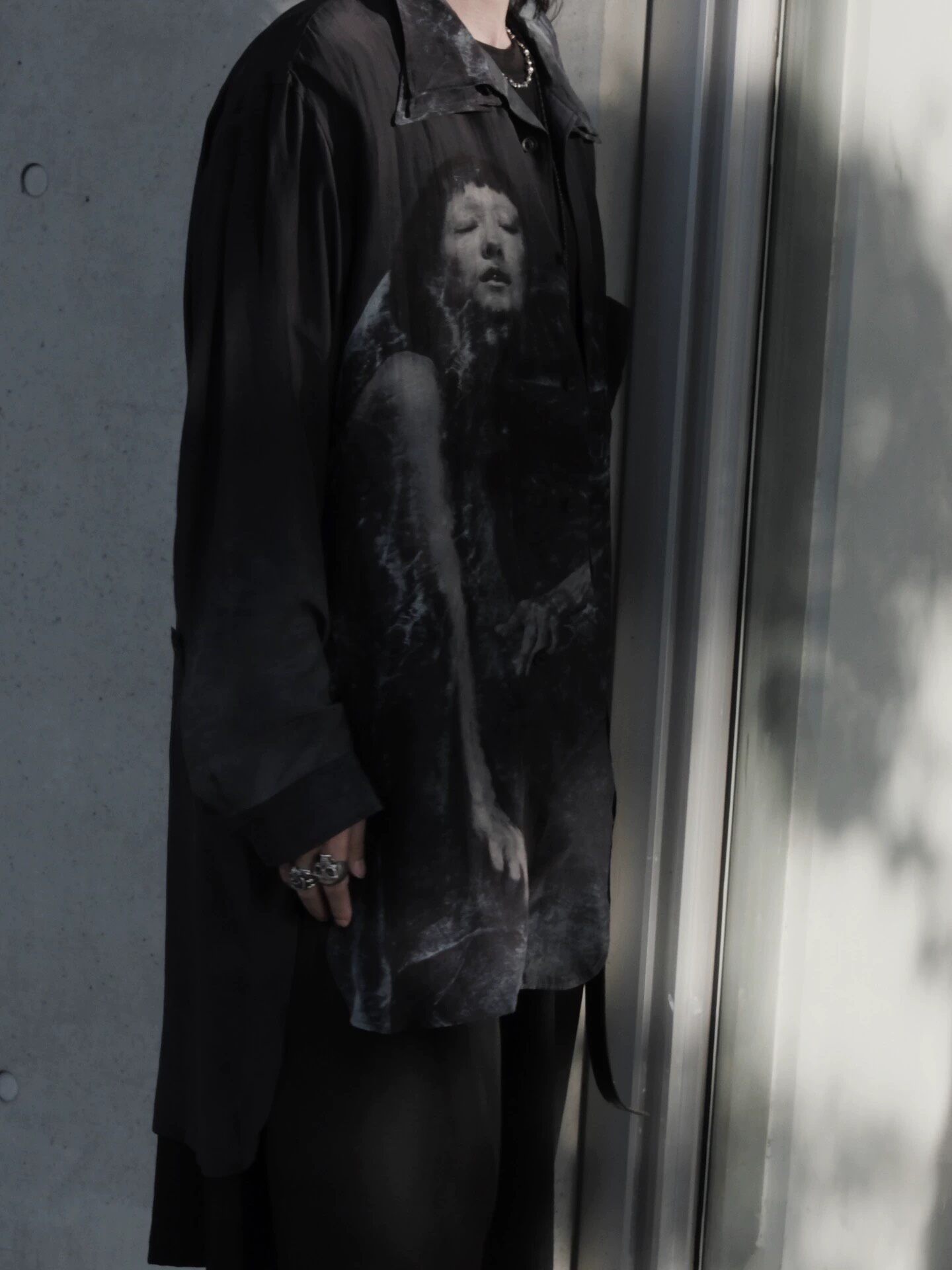 Yohji Yamamoto Beksinski Silk Shirt 22AW — label