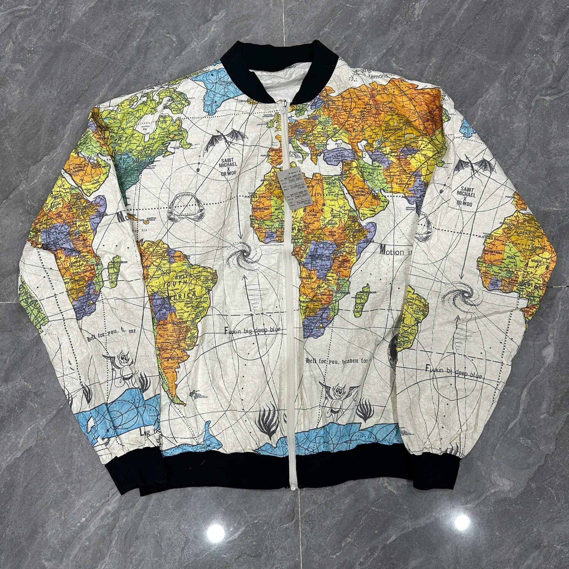 Saint Michael x DR. Woo Map Jacket — label