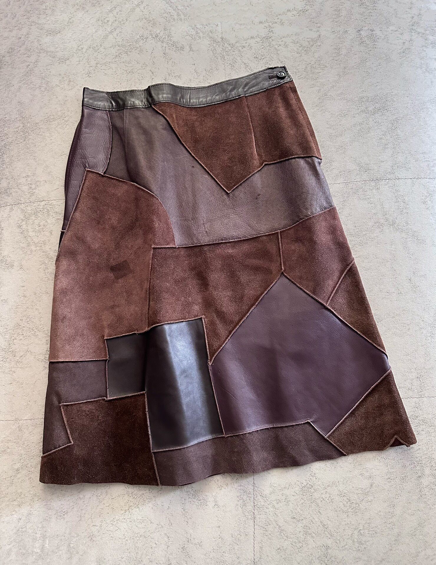 Comme des Garcons Tricot Leather Patchwork Skirt — detail