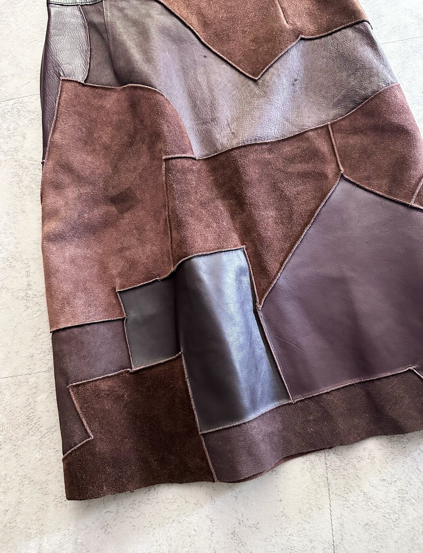 Comme des Garcons Tricot Leather Patchwork Skirt — label