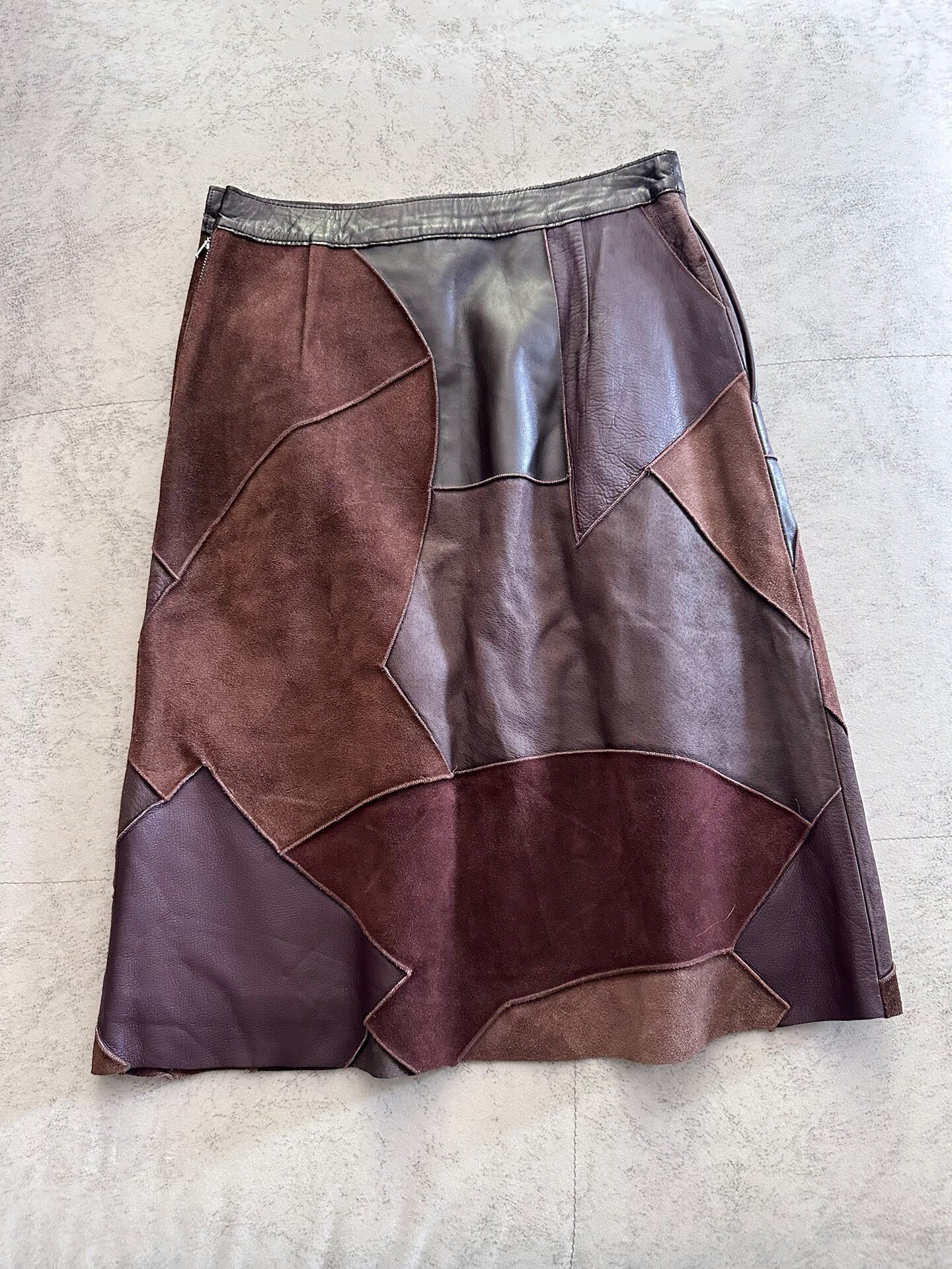 Comme des Garcons Tricot Leather Patchwork Skirt