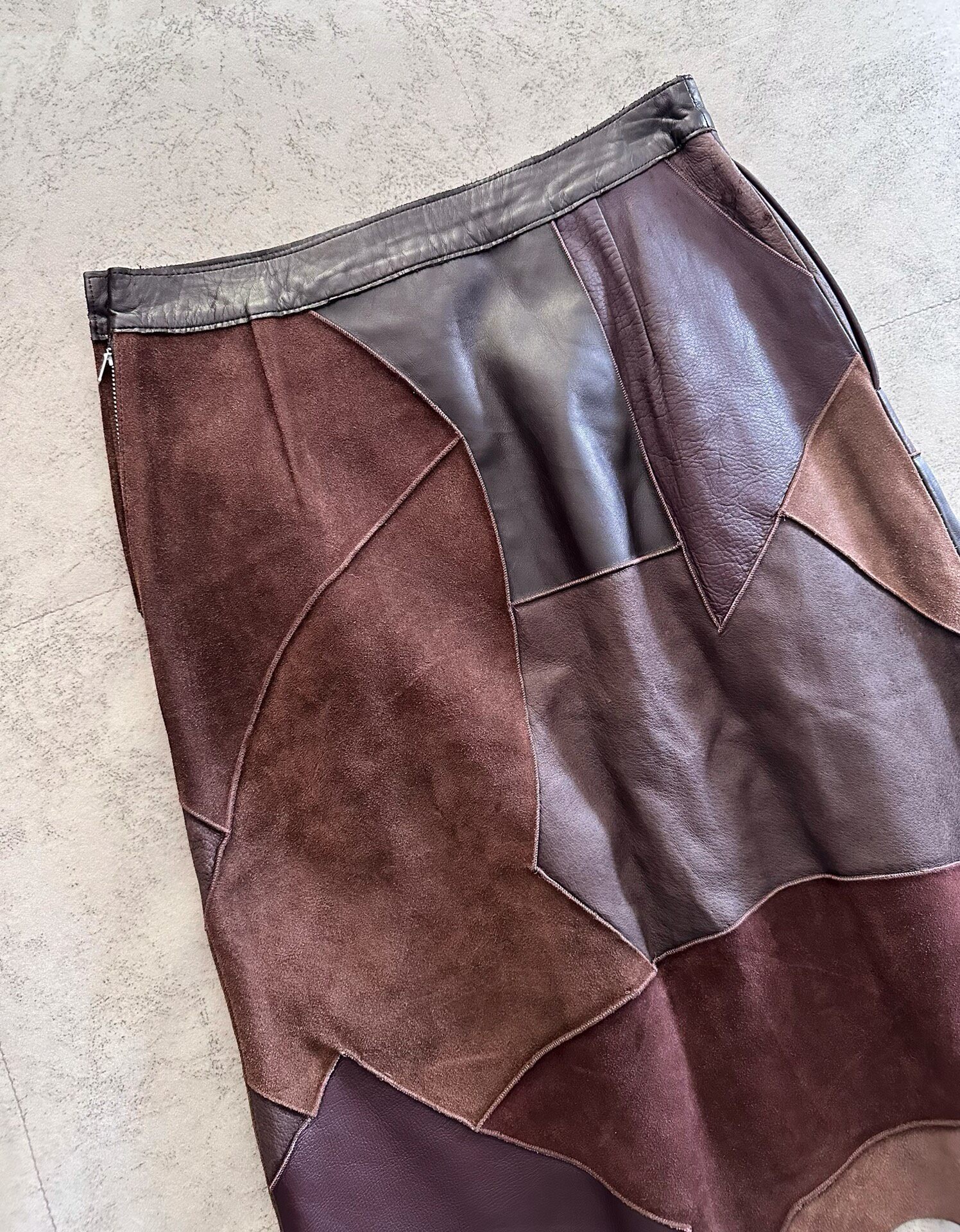 Comme des Garcons Tricot Leather Patchwork Skirt — front
