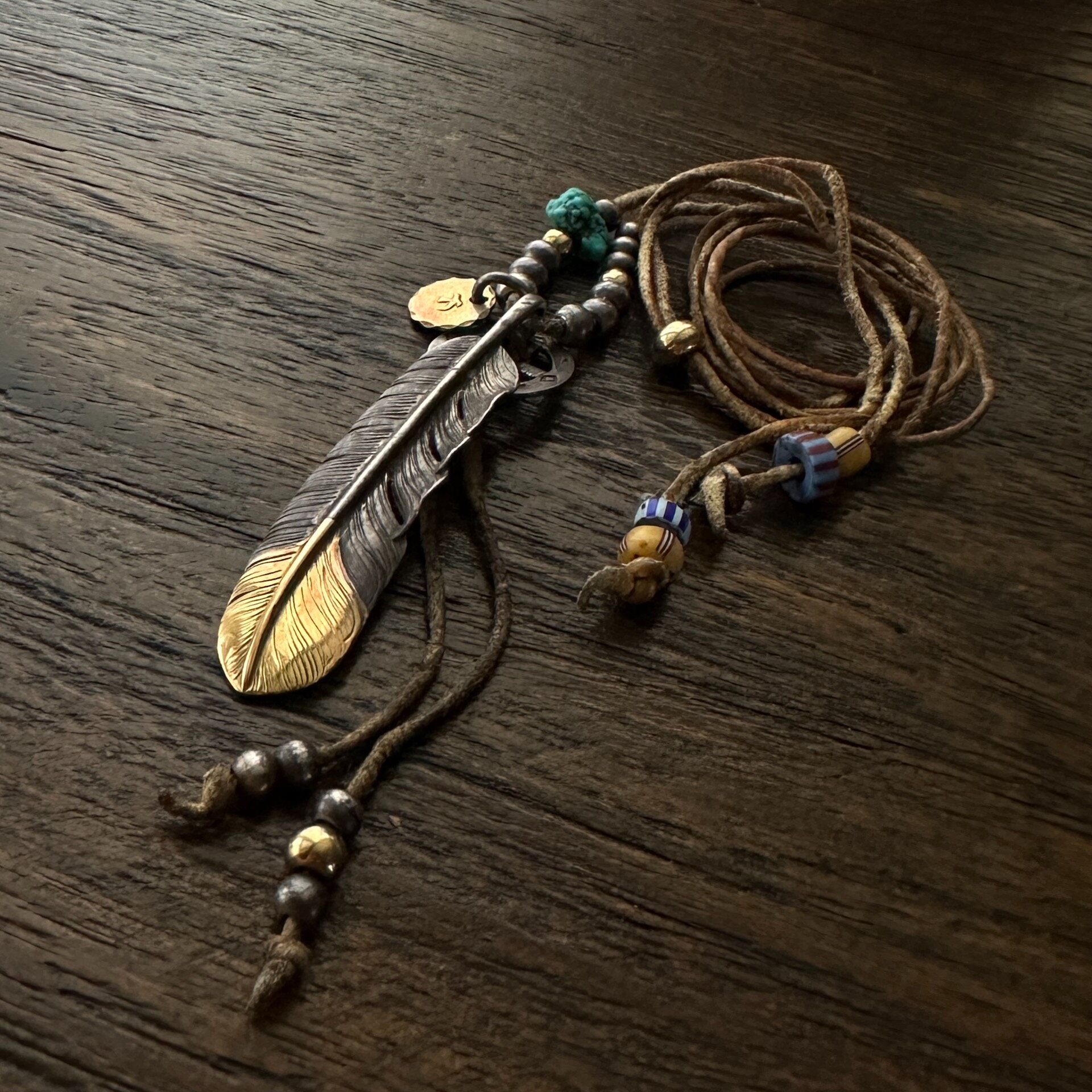 Goros Vintage Gold-Tipped Feather Necklace