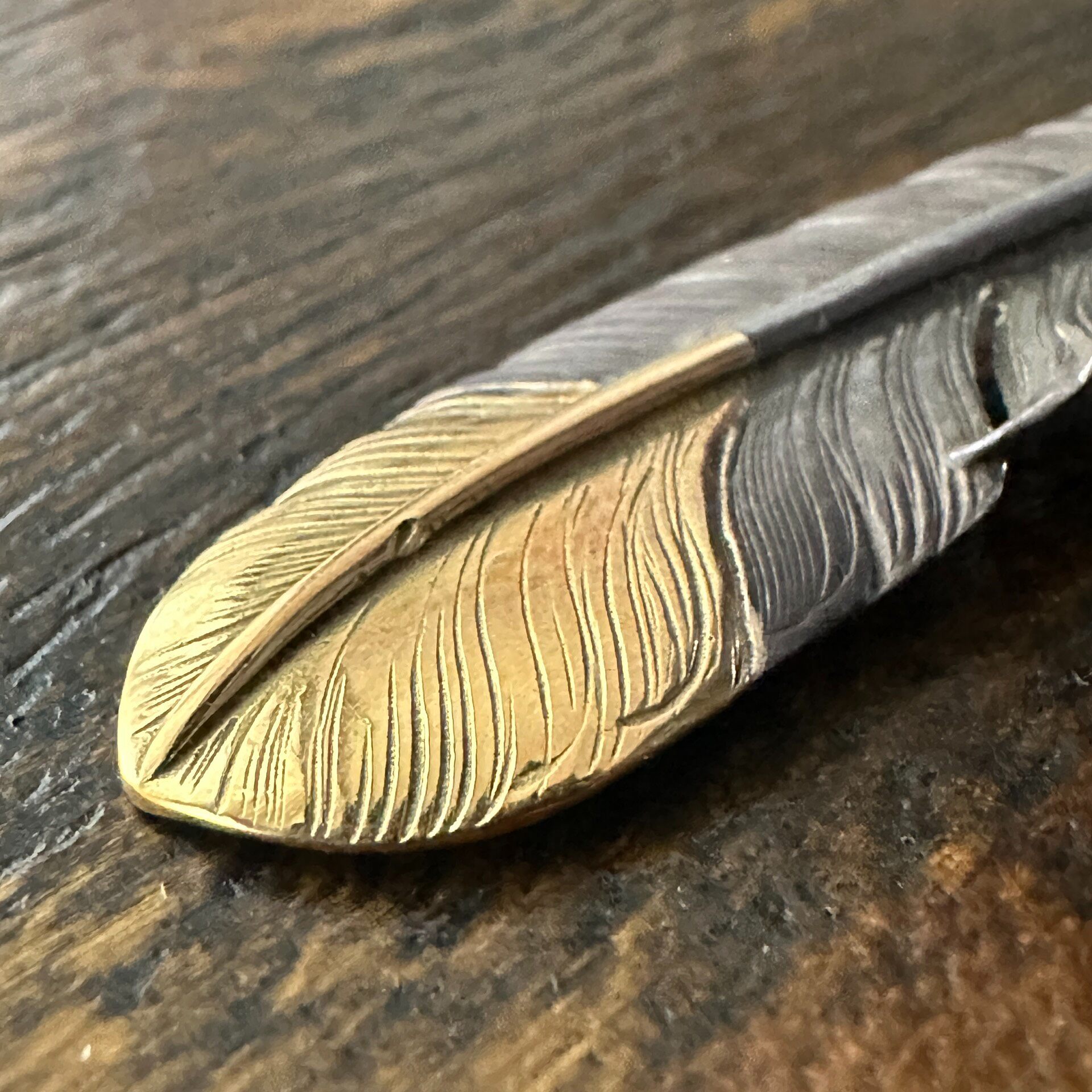 Goros Vintage Gold-Tipped Feather Necklace — label