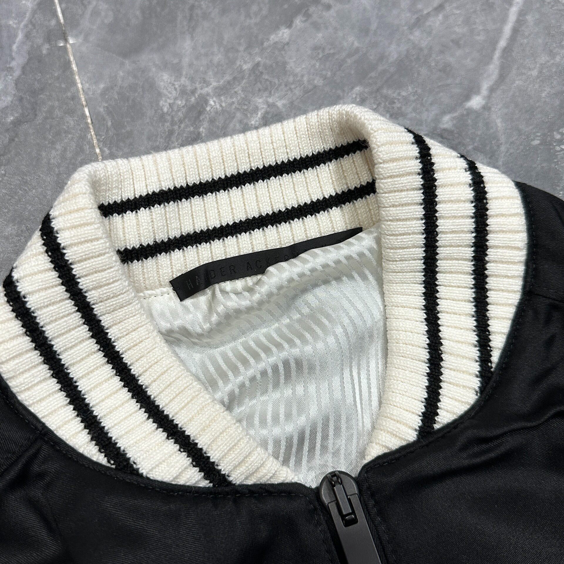 Haider Ackermann Black Satin Bomber Jacket — front