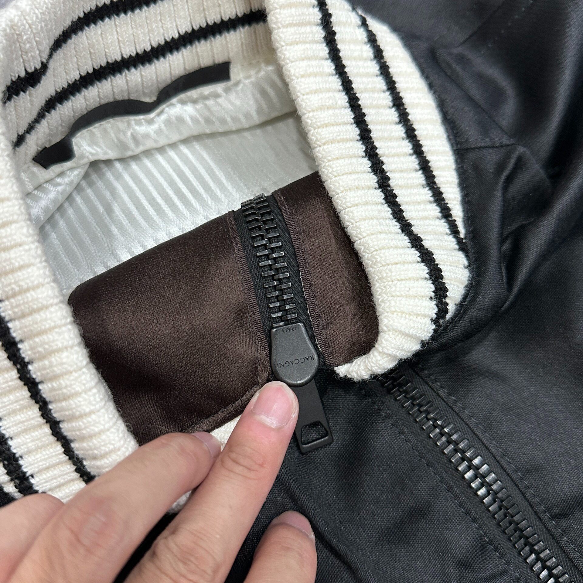 Haider Ackermann Black Satin Bomber Jacket — detail