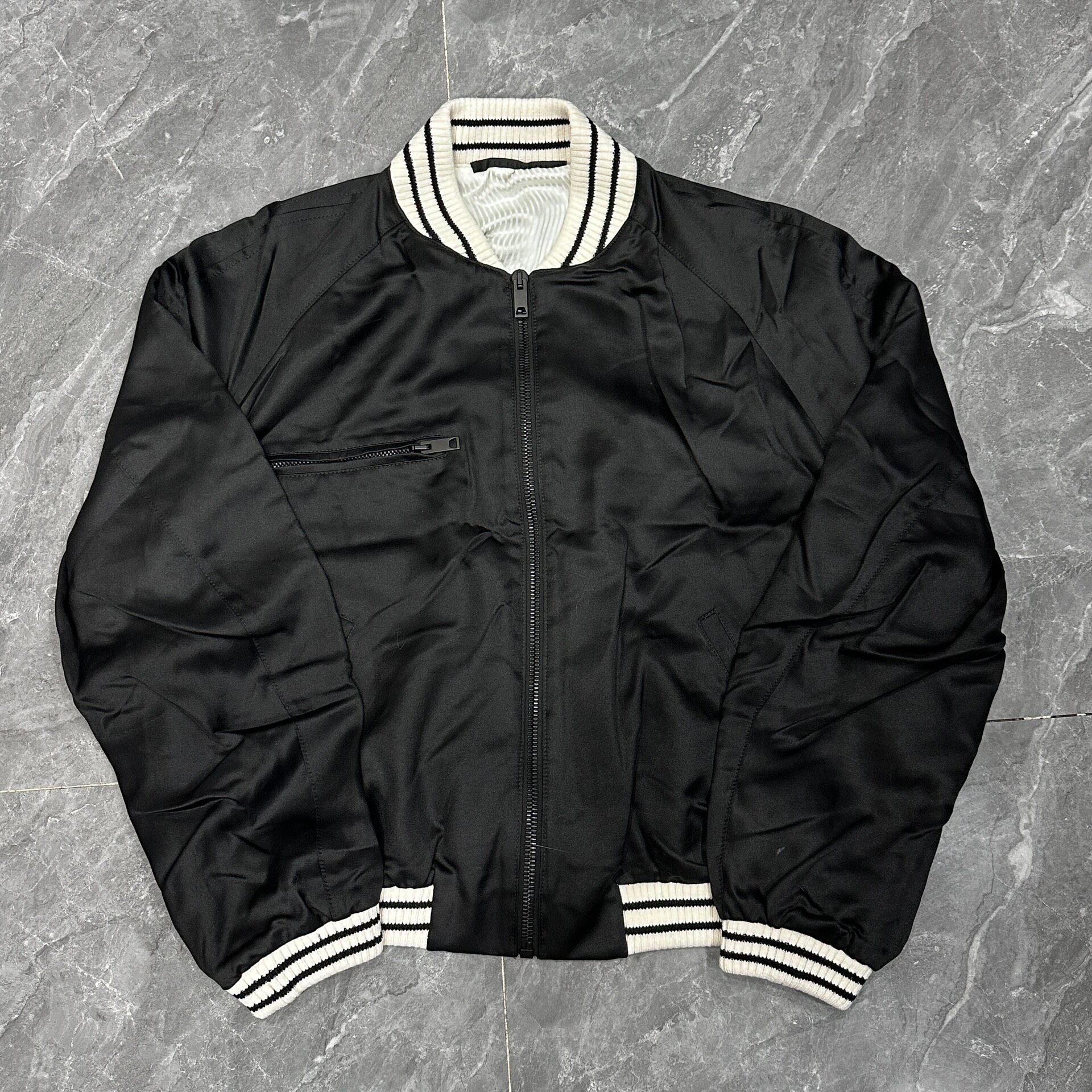 Haider Ackermann Black Satin Bomber Jacket