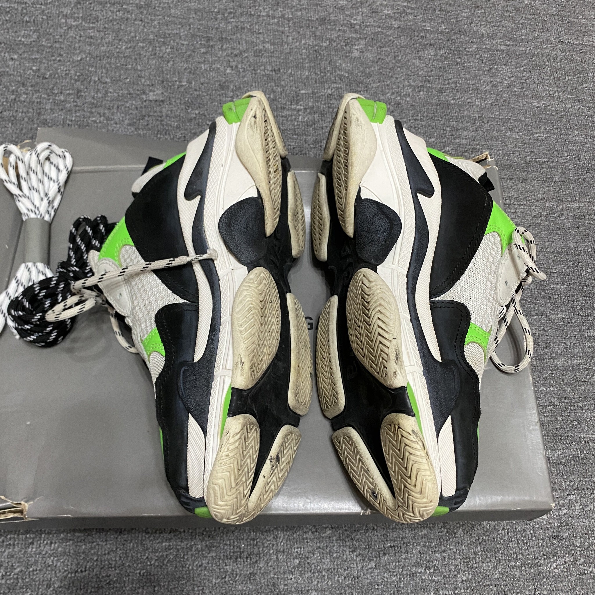 Balenciaga Triple S White Green Sneakers — back