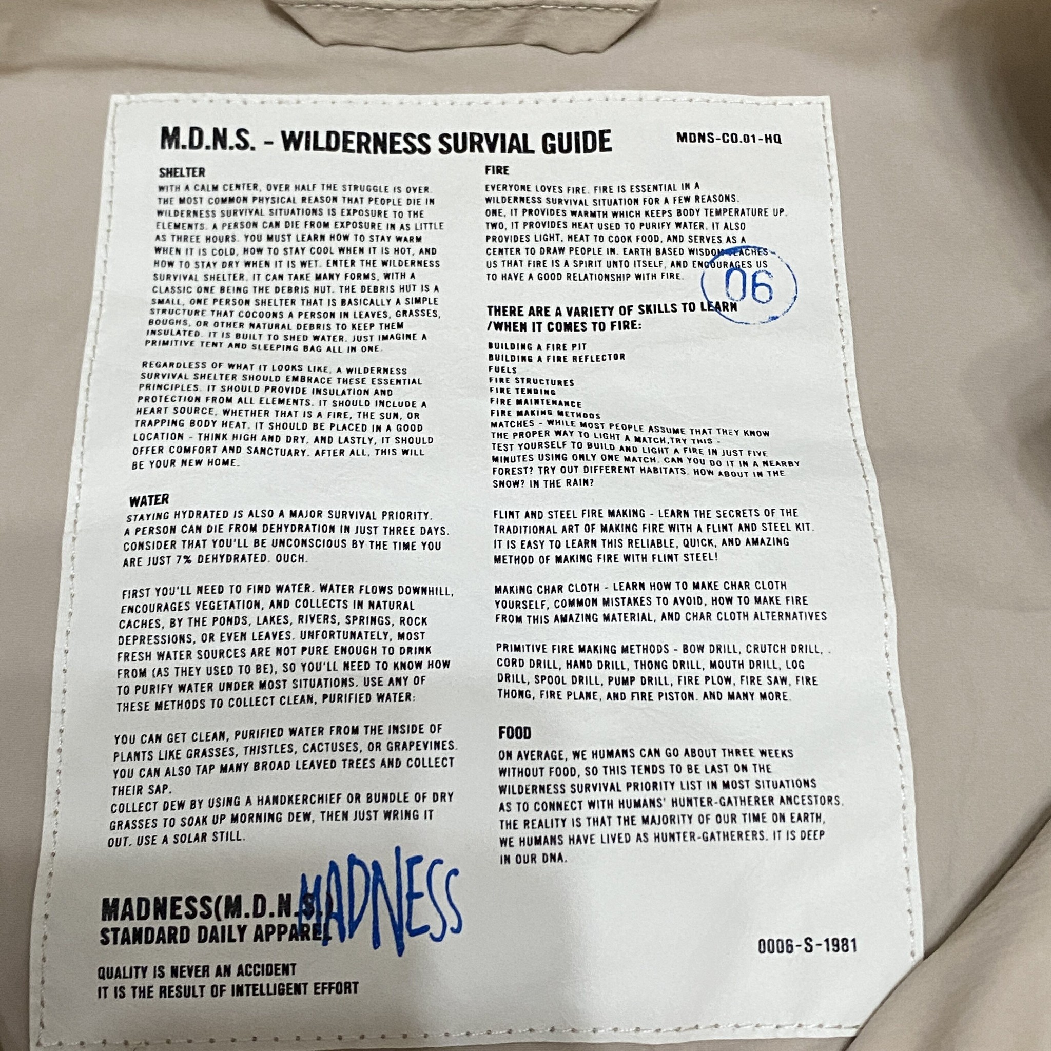 MADNESS 23SS Spliced Zip Jacket — label