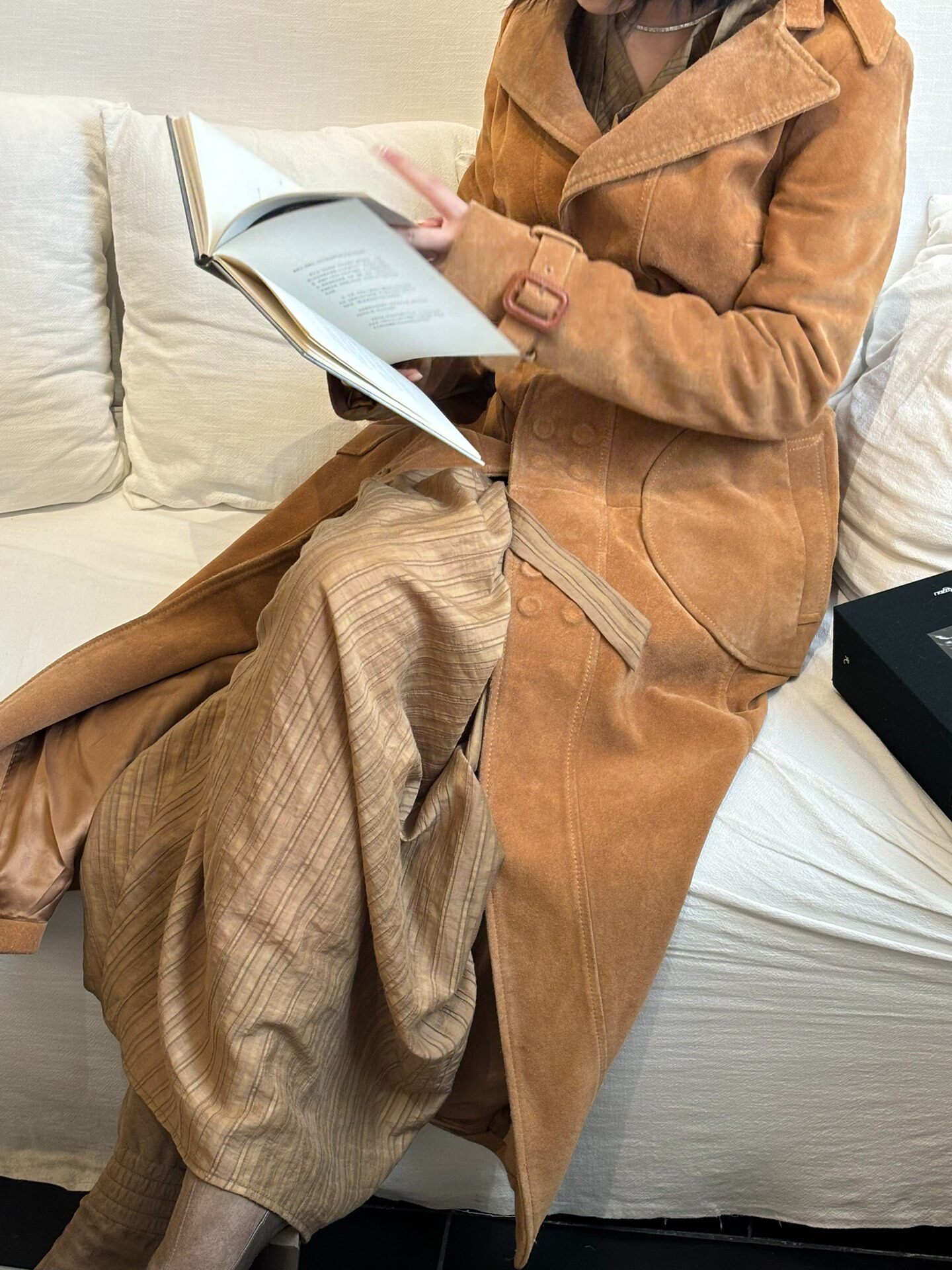 Maison Margiela F/W15 Camel Suede Coat — front