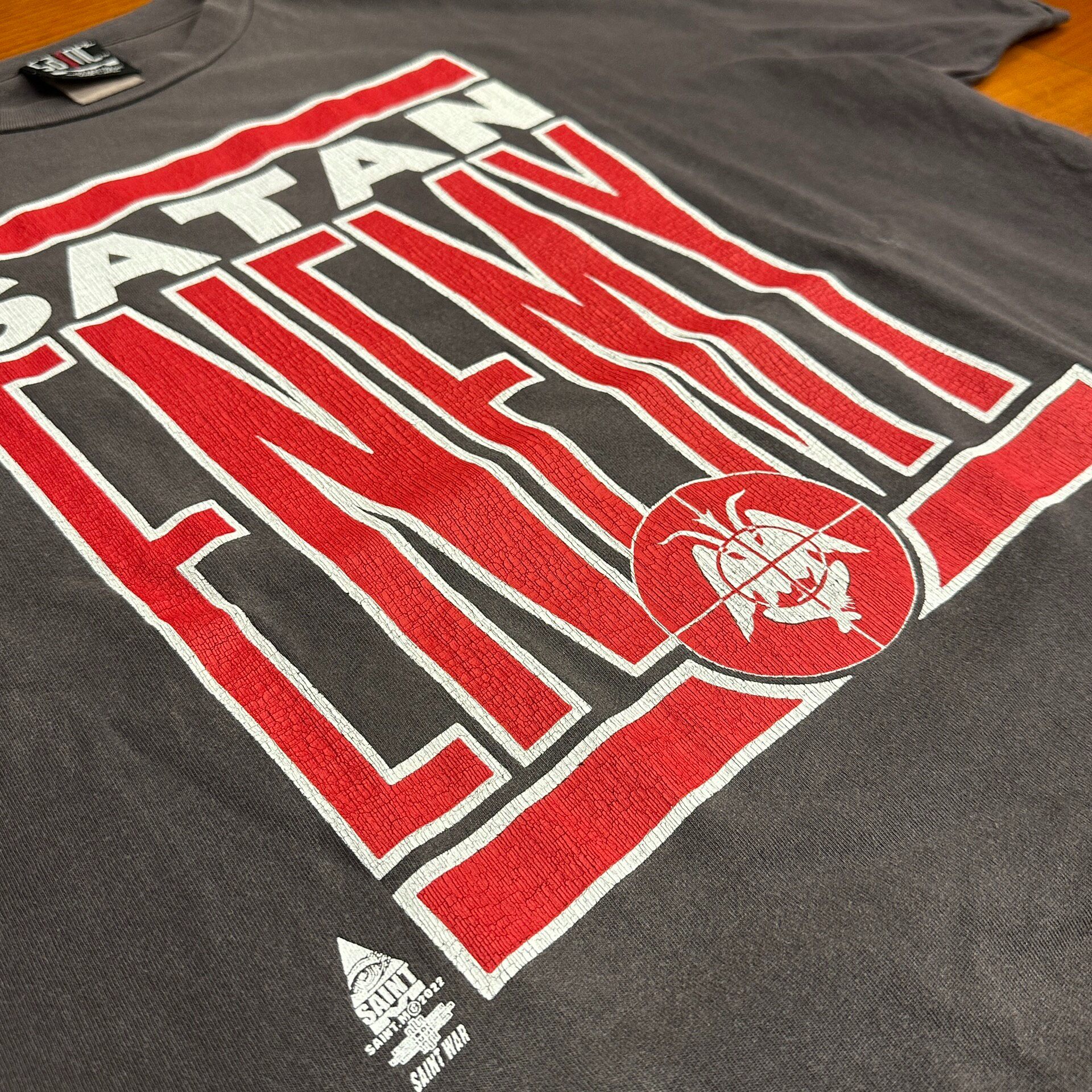 Saint Michael Washed Red Target Tee — detail