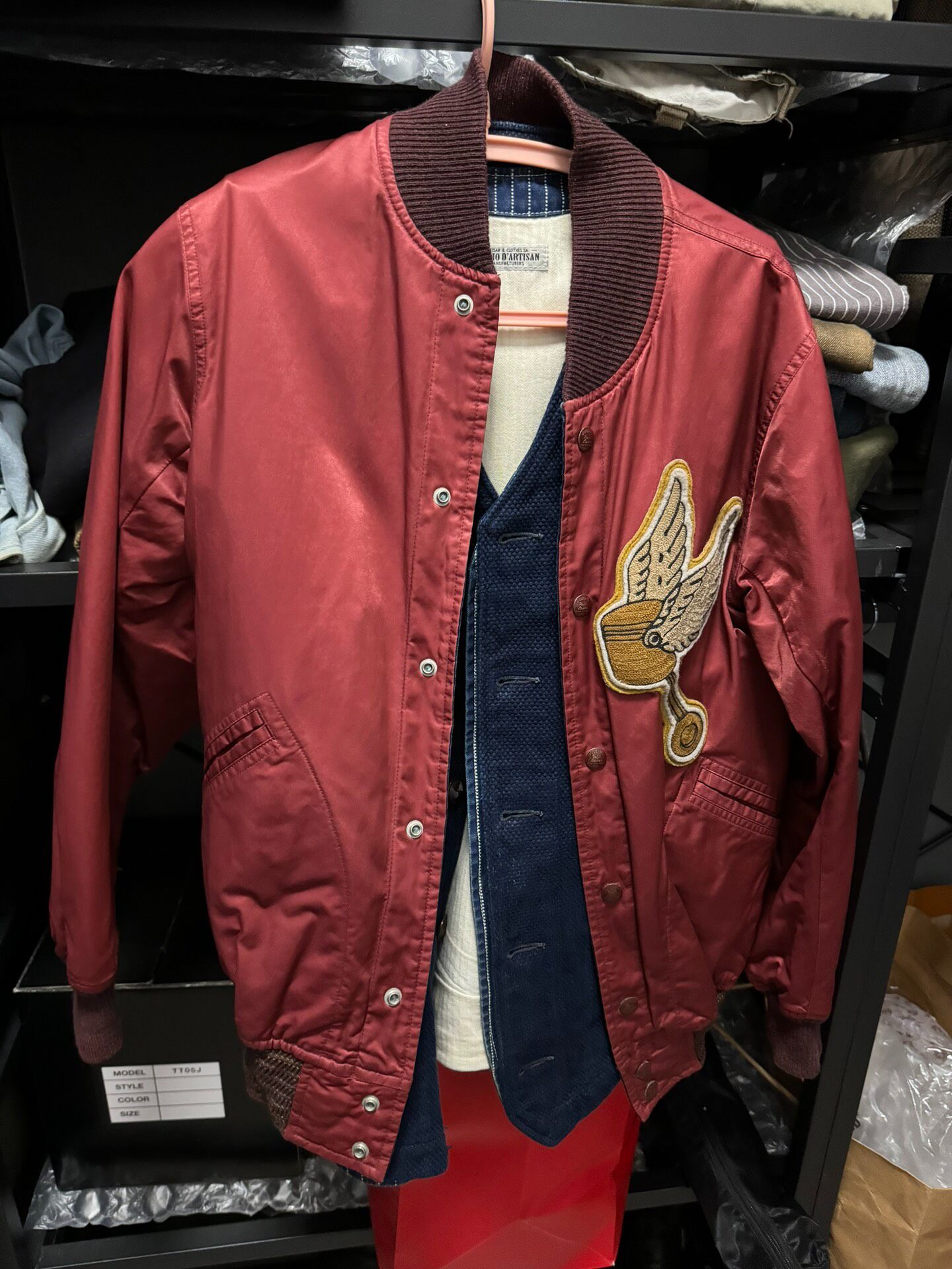RRL Maroon Bomber Baseball Jacket