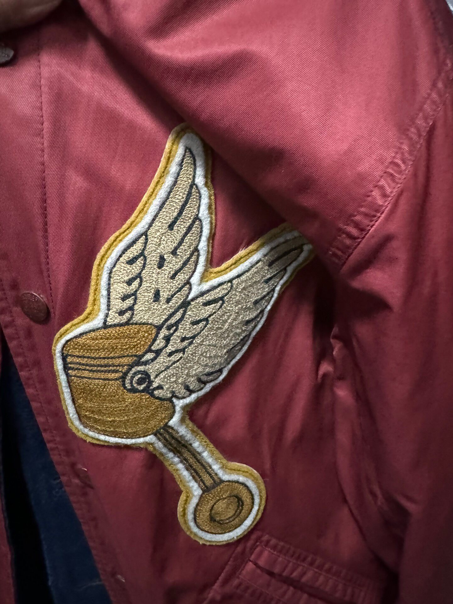 RRL Maroon Bomber Baseball Jacket — front