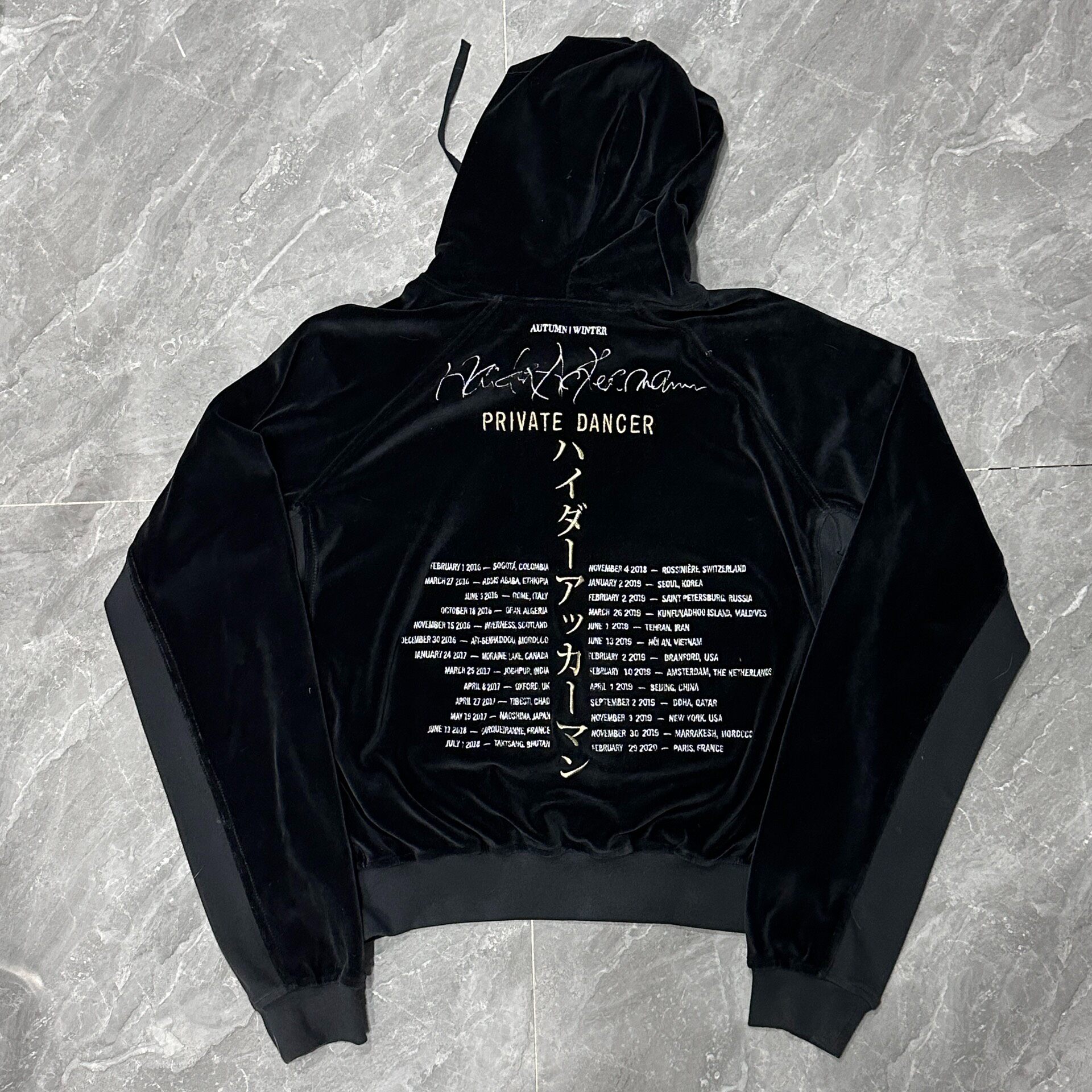 Haider Ackermann Gold Embroidered Velvet Hoodie