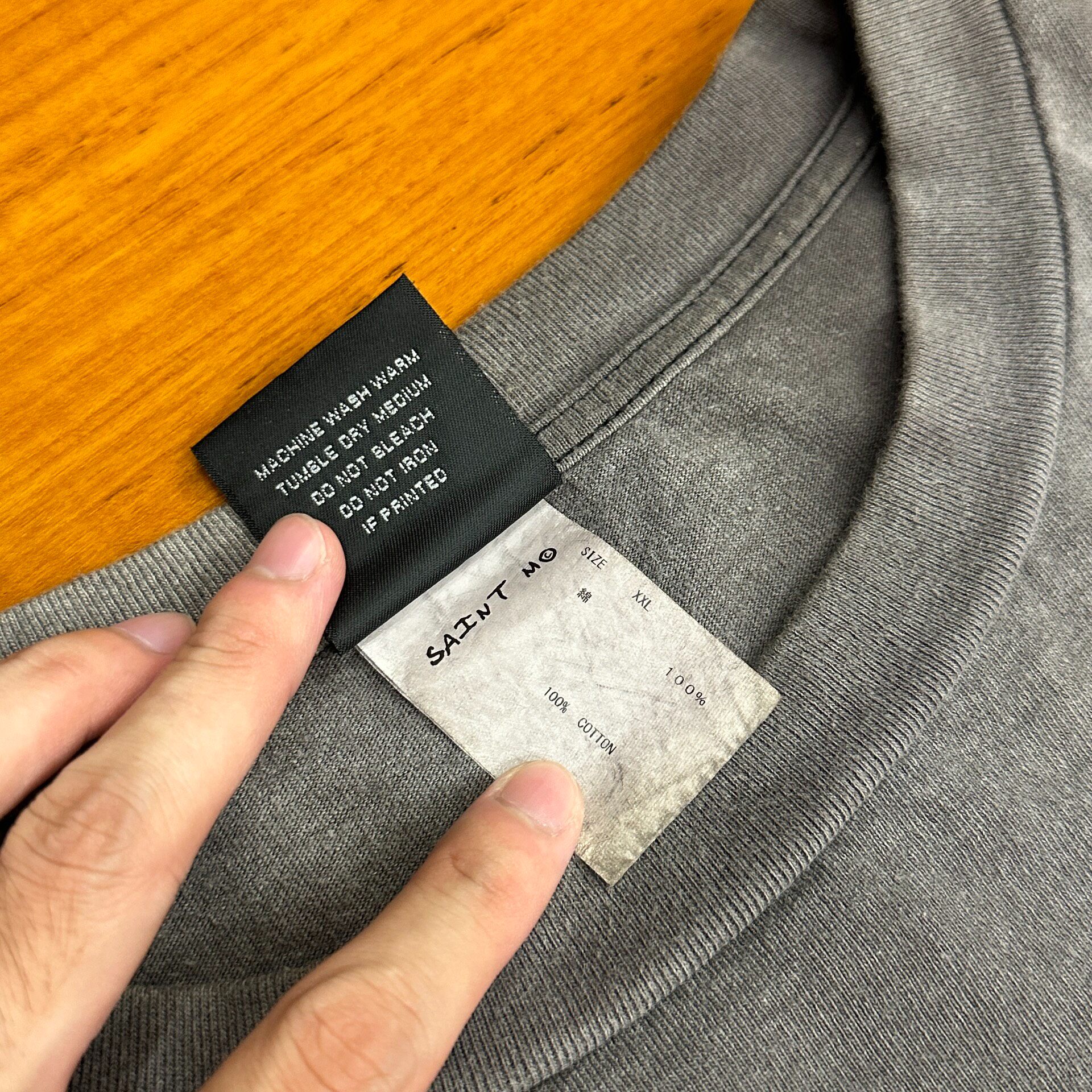 Saint Michael Road Plate Washed Long Sleeve Shirt — label